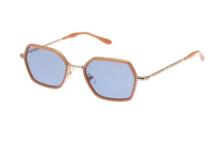 Kyme Eyewear Ben: squared vintage sunglasses. Color Champagne, Material Stainless steel/Acetate, Size Medium