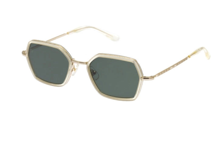 Kyme Eyewear Ben: squared vintage sunglasses. Color Milky nude, Material Stainless steel/Acetate, Size Medium