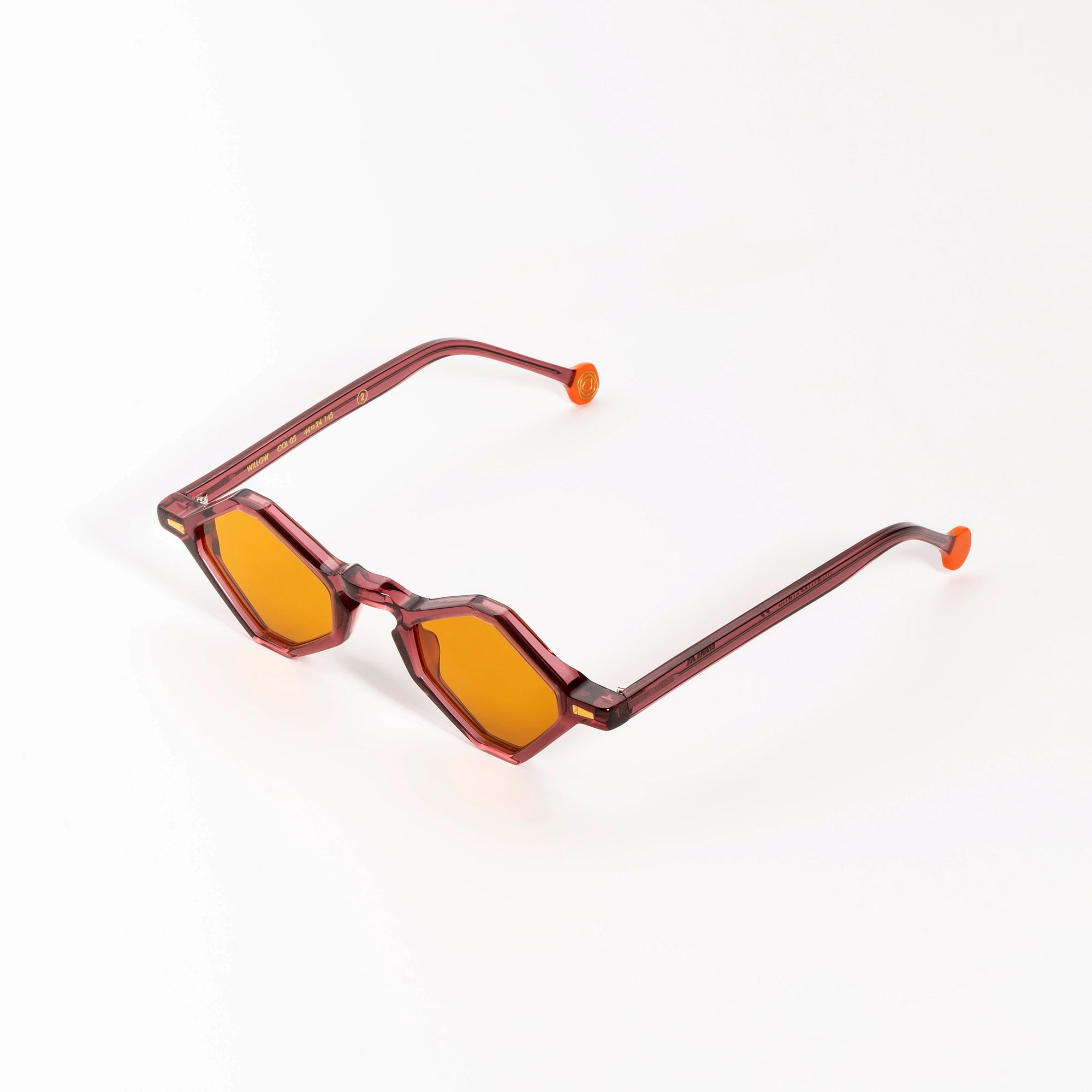 Kyme Eyewear Willow: Diamond-shaped Italian Sunglasses. Color Black/Pink, Material Acetate Cellulose, Size Medium