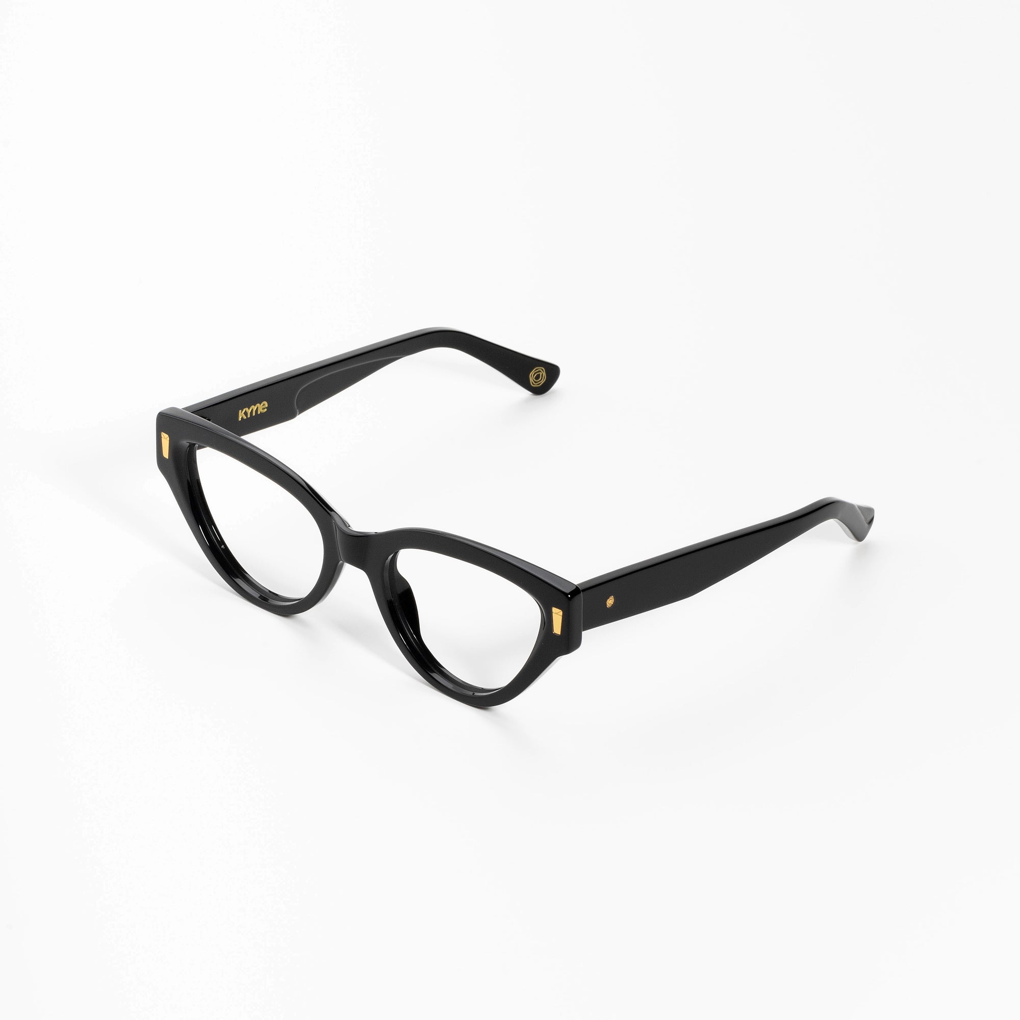Kyme Eyewear Kyme Elisa Black Sunglasses - Handmade Cat-Eye Italian Eyewear. Color Black, Size Medium