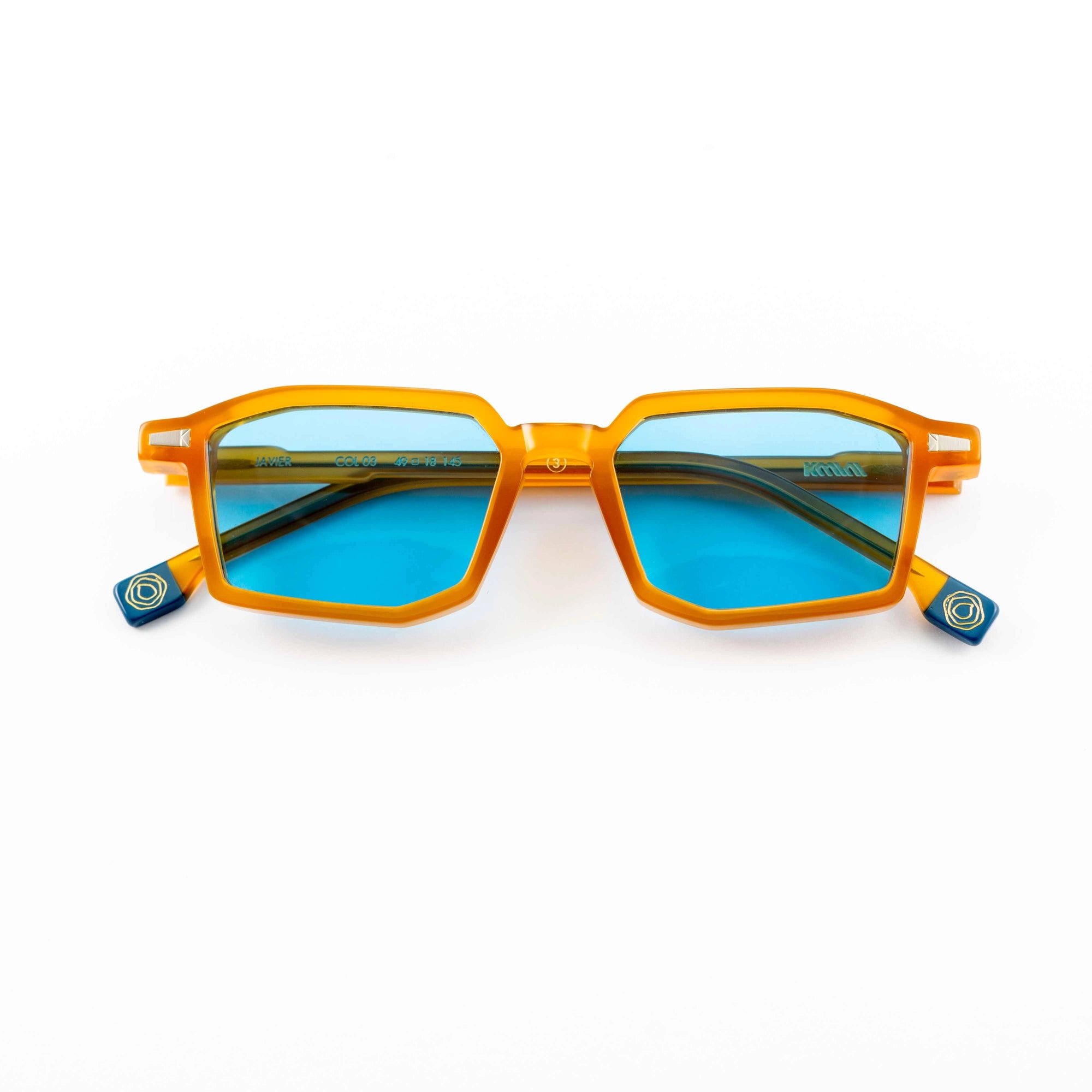 Kyme Eyewear Javier: rectangular sunglasses. Color Dark avana, Material Acetate cellulose, Size Medium