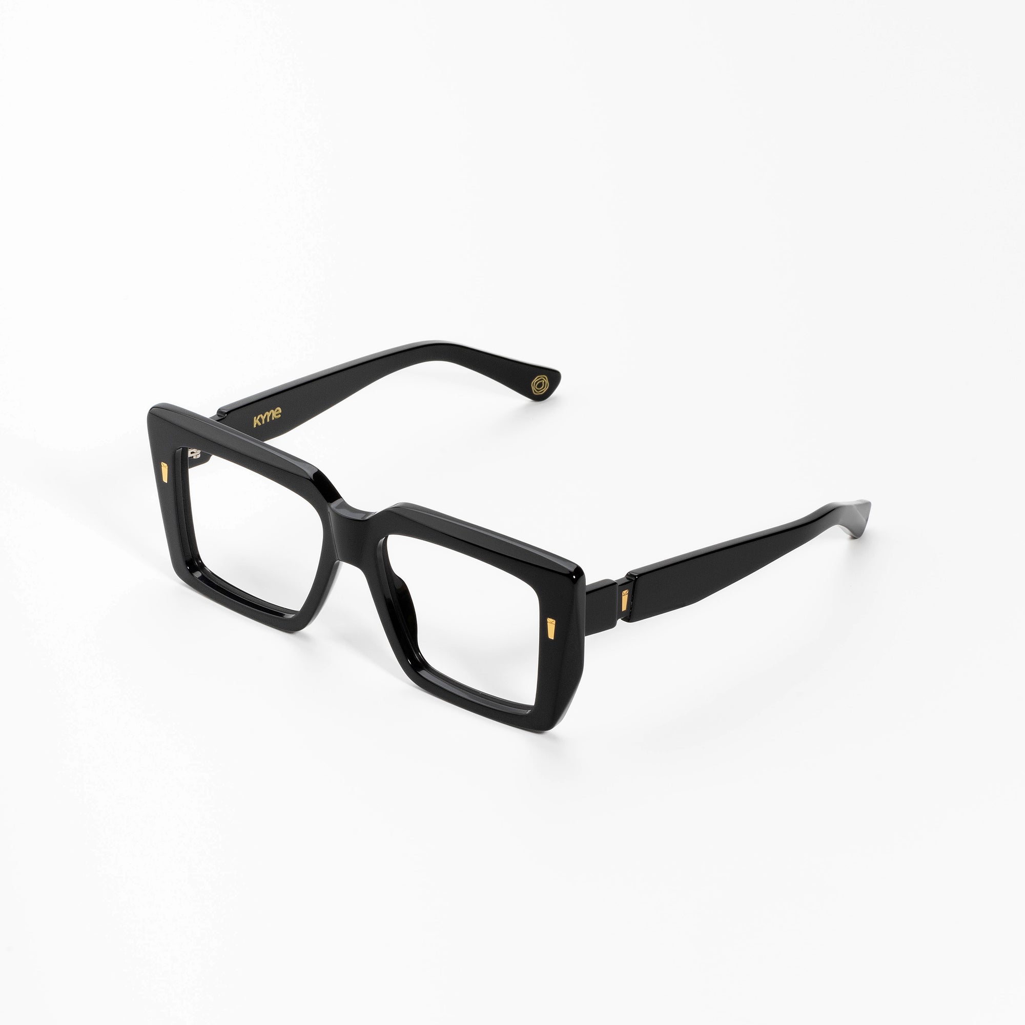 Kyme Eyewear Kyme Thalia Black Sunglasses - Handmade Geometric Italian Eyewear. Color Black, Size Medium