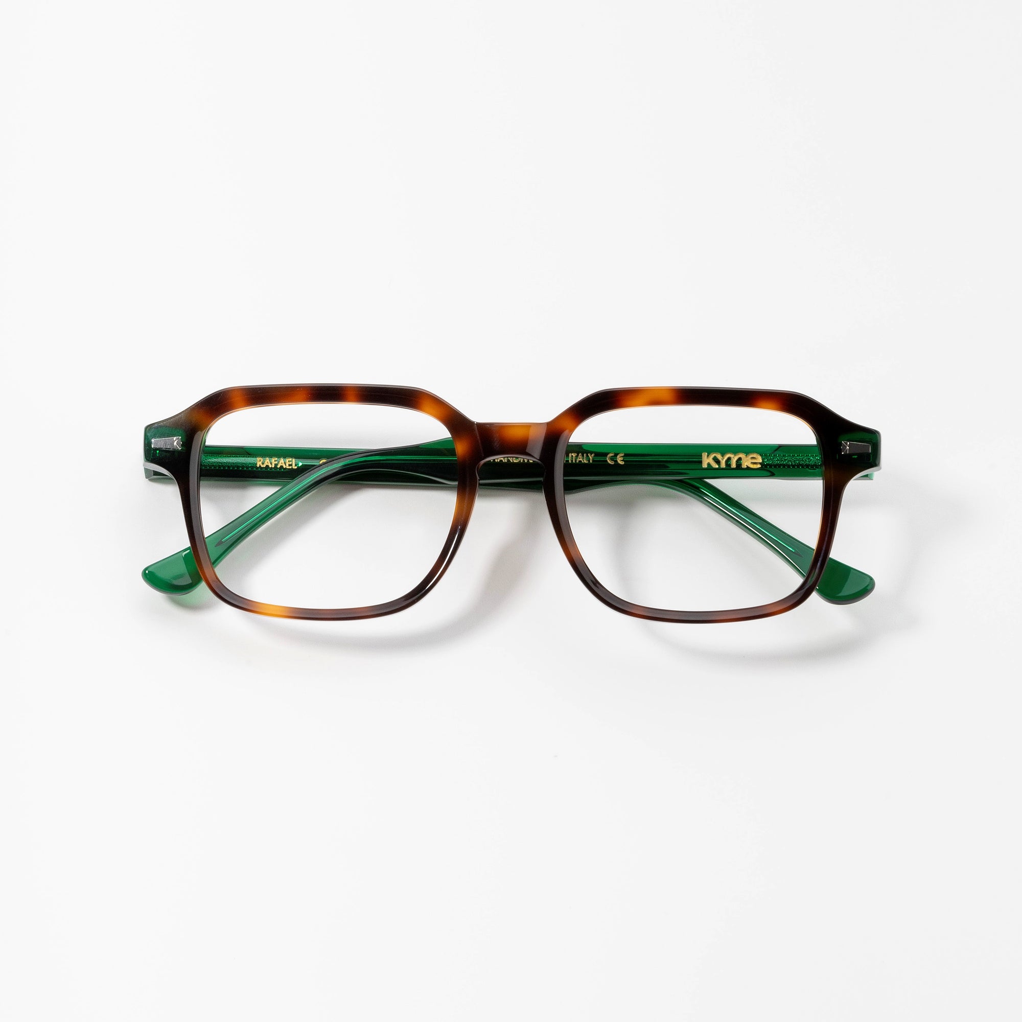 Kyme Eyewear Kyme Rafael Dark Avana Green Sunglasses - Handmade Italian Eyewear for Classic Style. Color Dark Avana Green, Size Medium