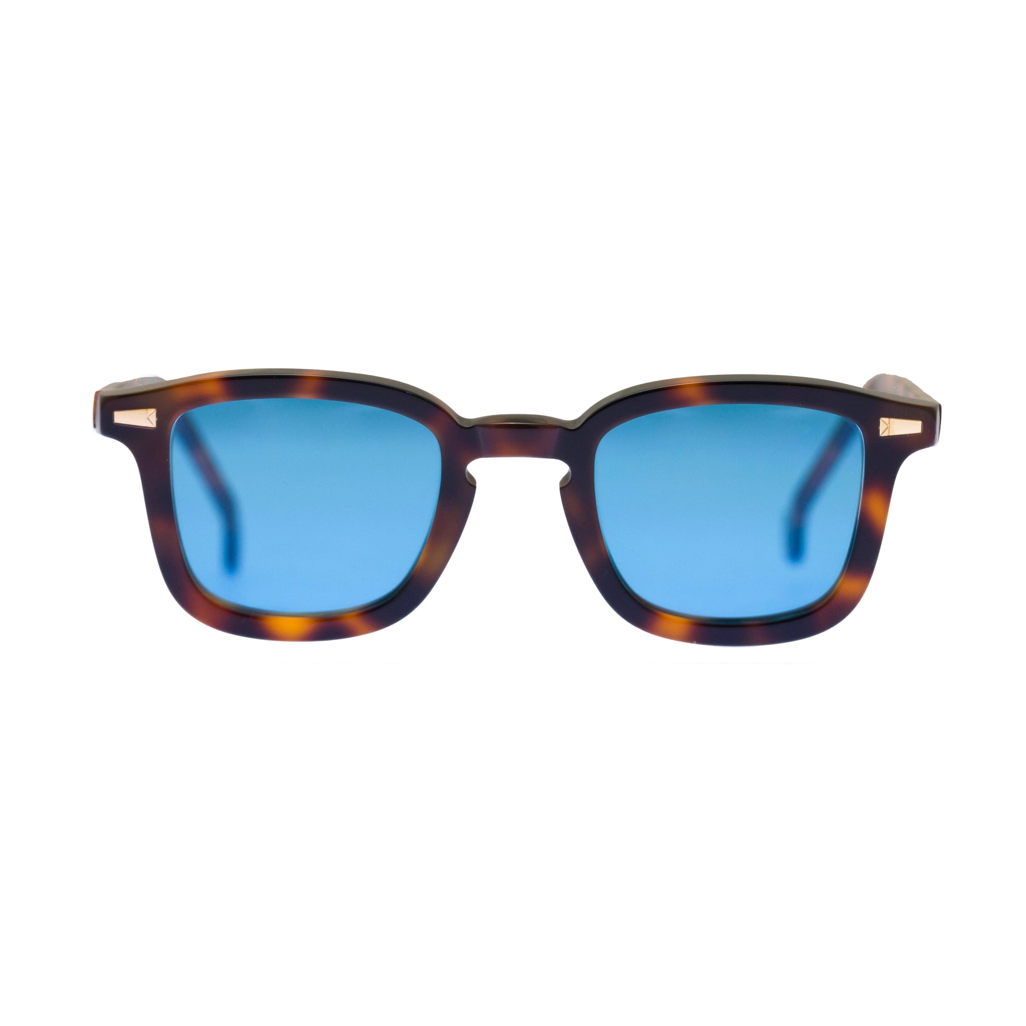 Kyme Eyewear Dionysis: squared vintage sunglasses. Color Camouflage blue, Material Acetate cellulose, Size Medium