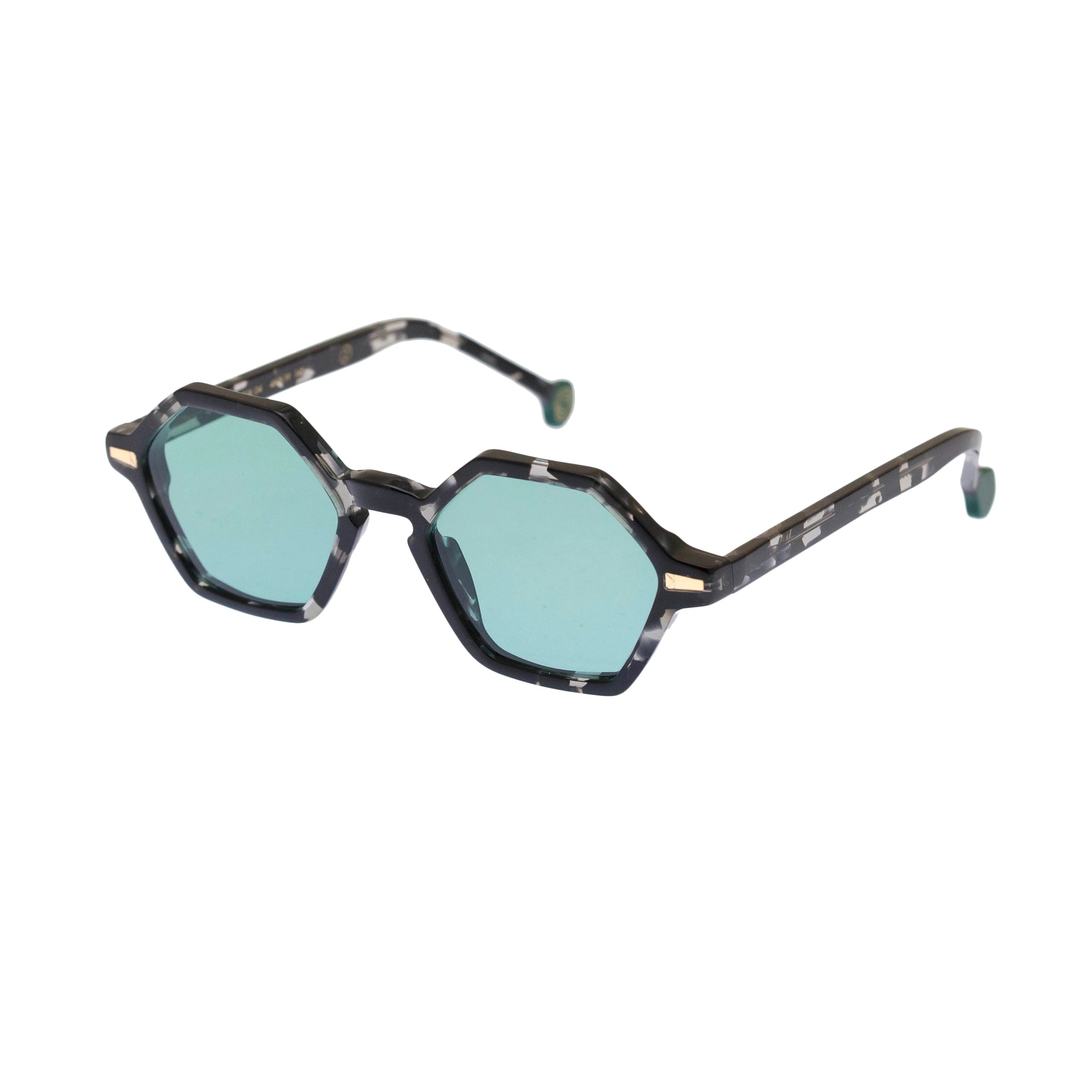 Kyme Eyewear COLE3: hexagonal vintage sunglasses. Color Gradient grey, Material Acetate cellulose, Size Small