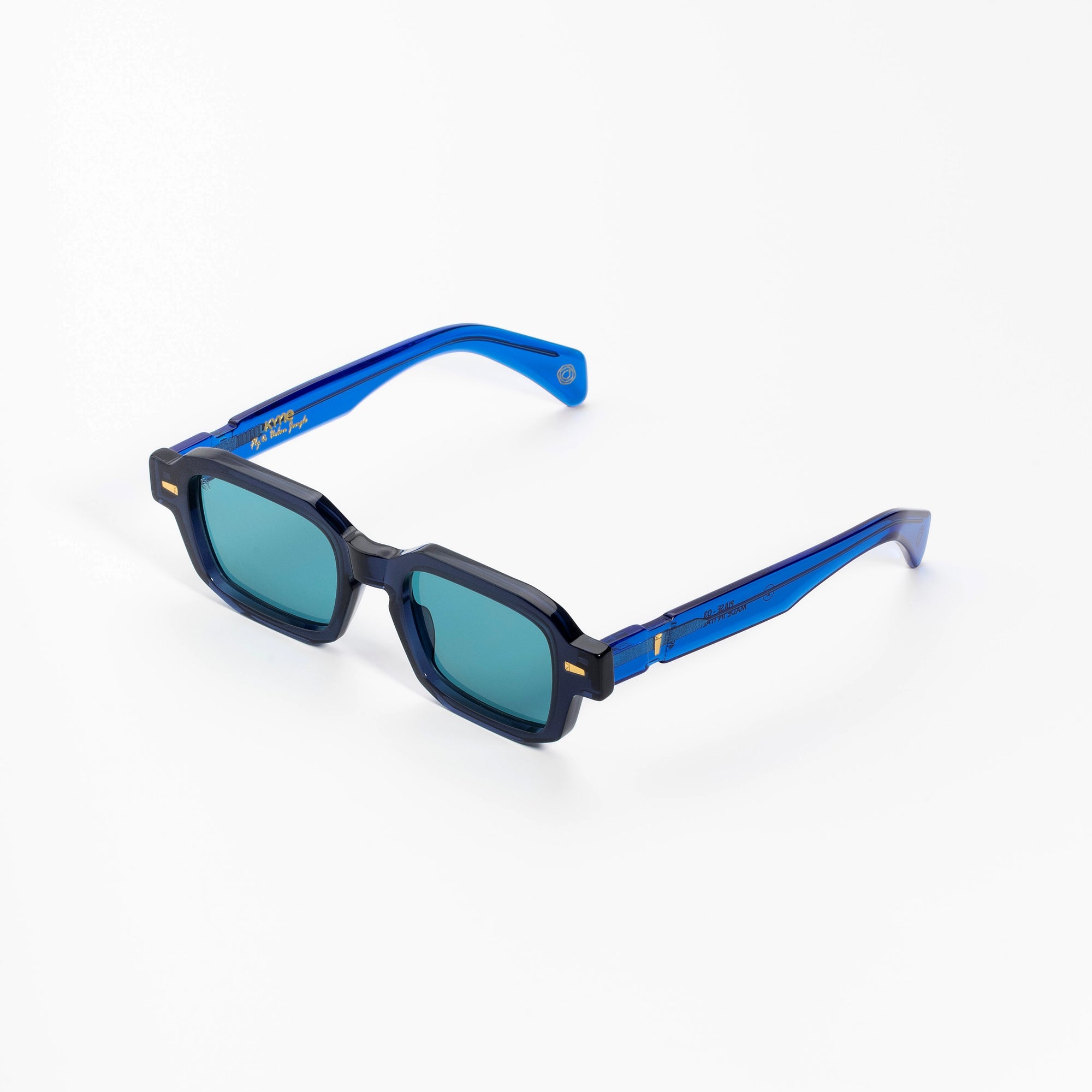 Kyme Eyewear Kyme Pulse Blue Sunglasses - Handmade Bold Italian Eyewear. Color Blue, Size Medium