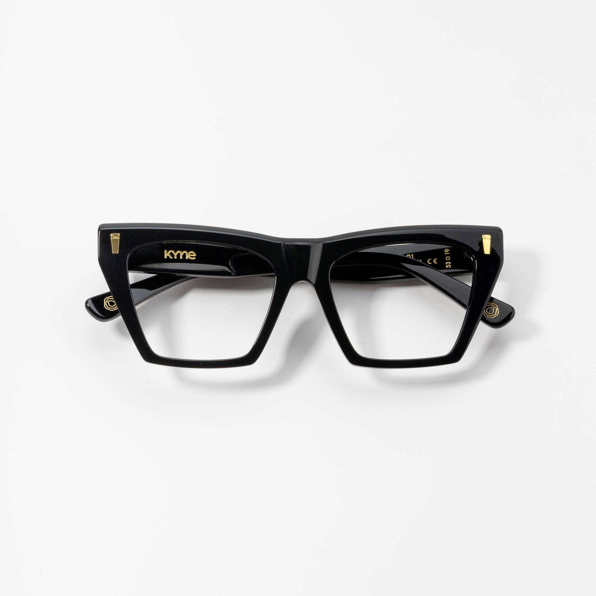 Kyme Eyewear Kyme Zara Black Sunglasses - Premium Handmade Italian Eyewear. Color Black, Size Medium