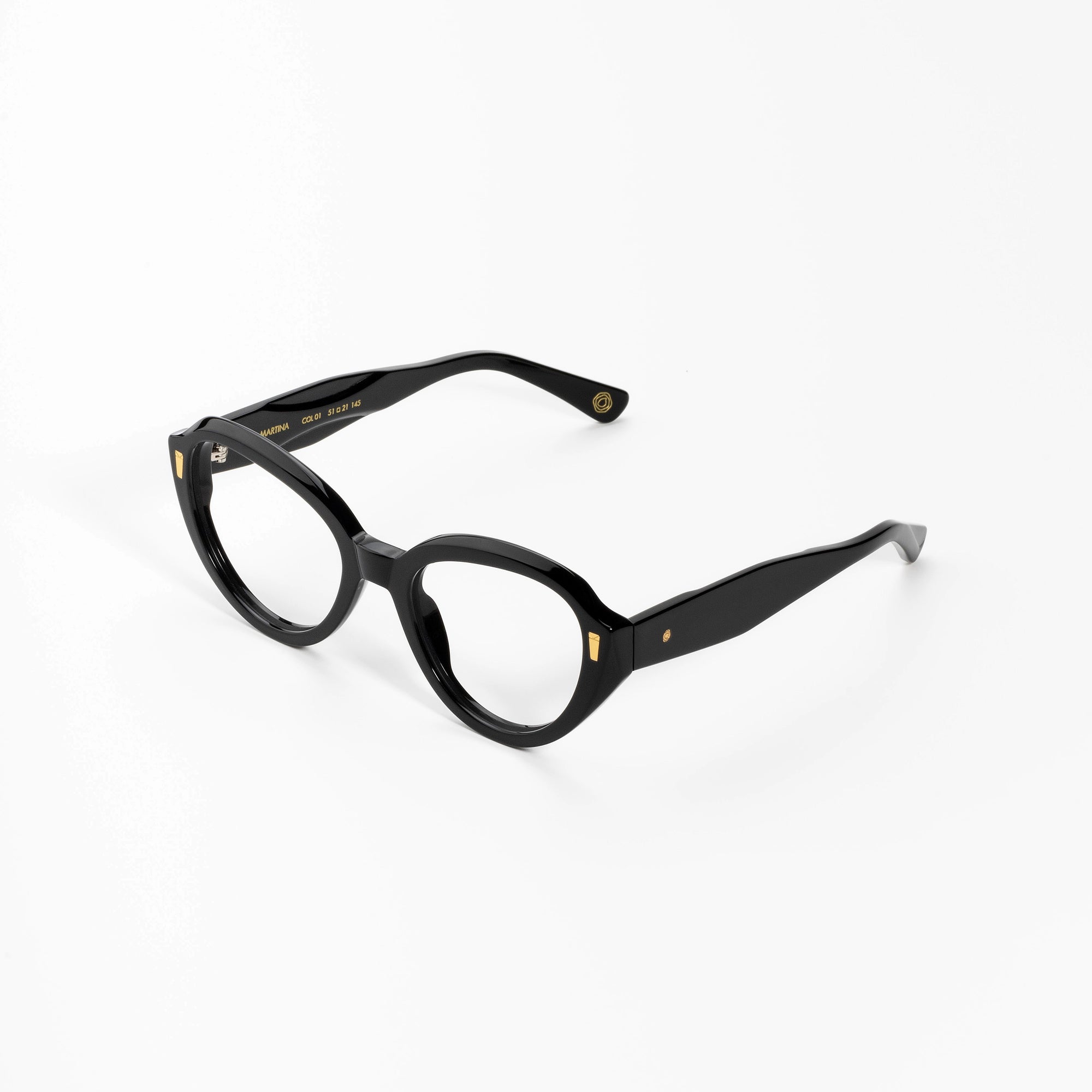 Kyme Eyewear Kyme Martina Black Sunglasses - Handmade Round Italian Eyewear. Color Black, Size Medium
