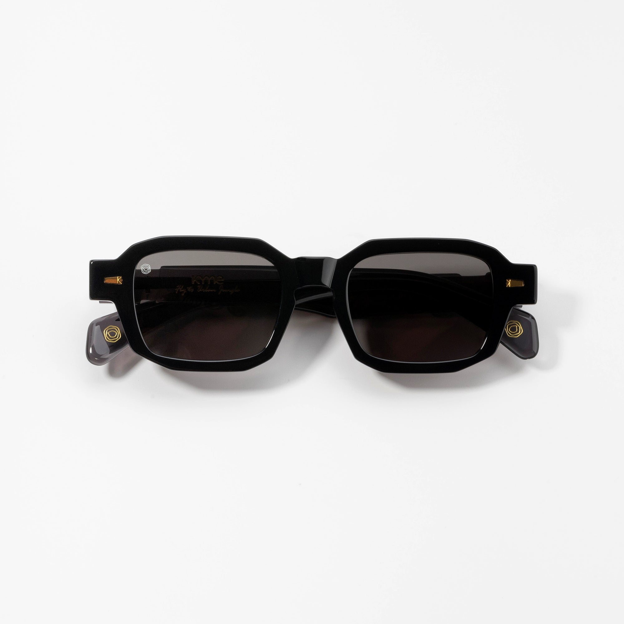 Kyme Eyewear Kyme Pulse Black Sunglasses - Handmade Bold Italian Eyewear. Color Black, Size Medium