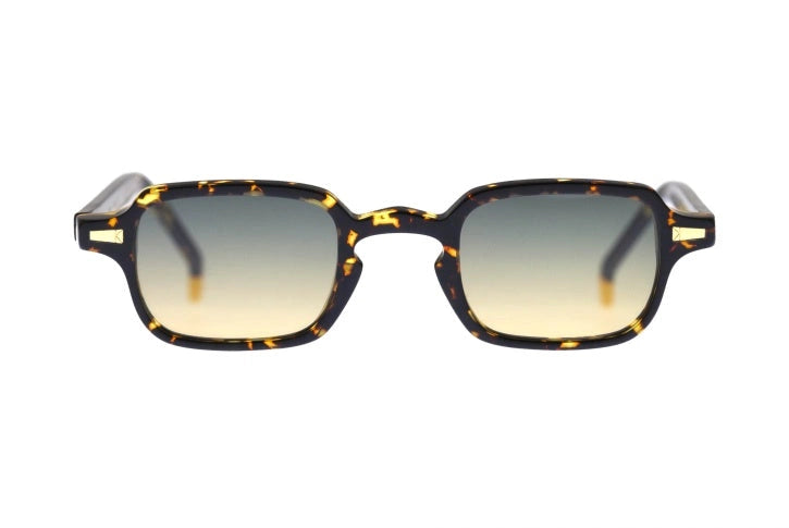 Kyme Eyewear Luigi: rectangular vintage sunglasses. Color Dark avana/turquoise, Material Medium, Size Acetate cellulose