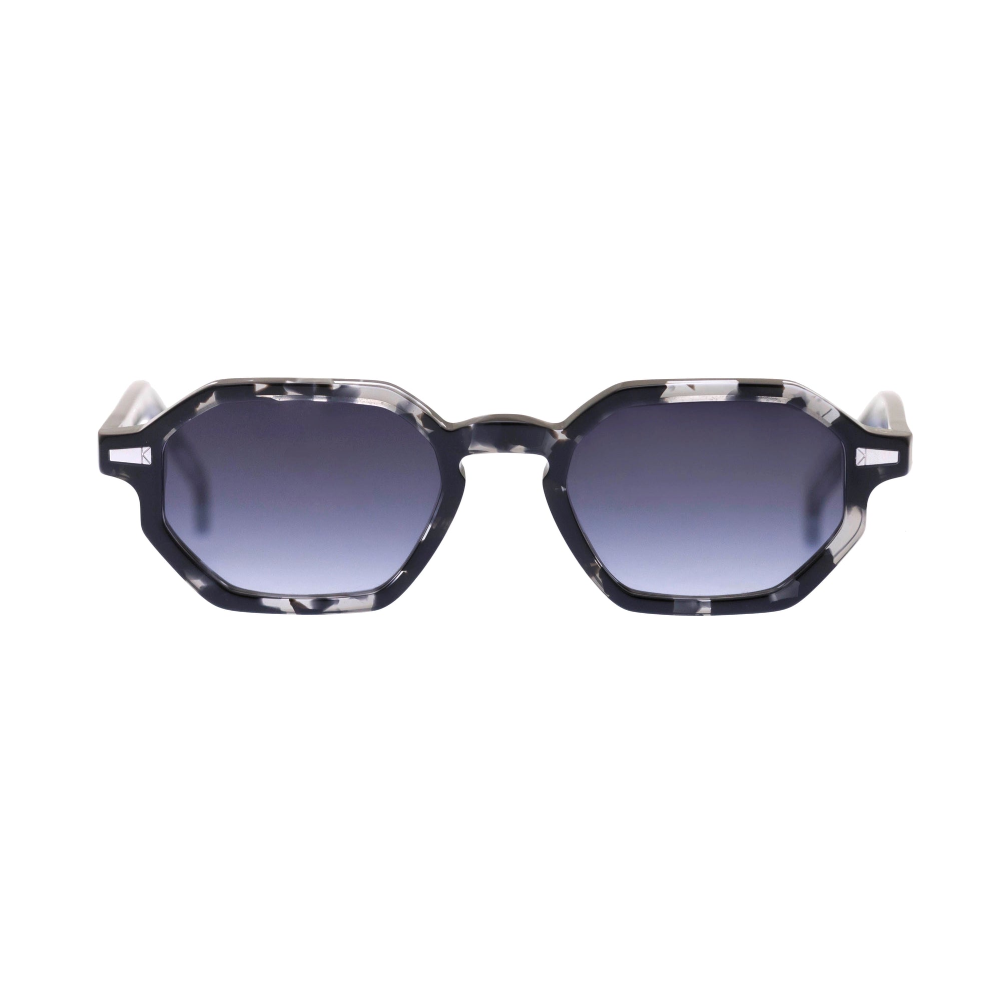 Kyme Eyewear Otis: octagonal vintage sunglasses. Color Camouflage black, Material Acetate cellulose, Size Small