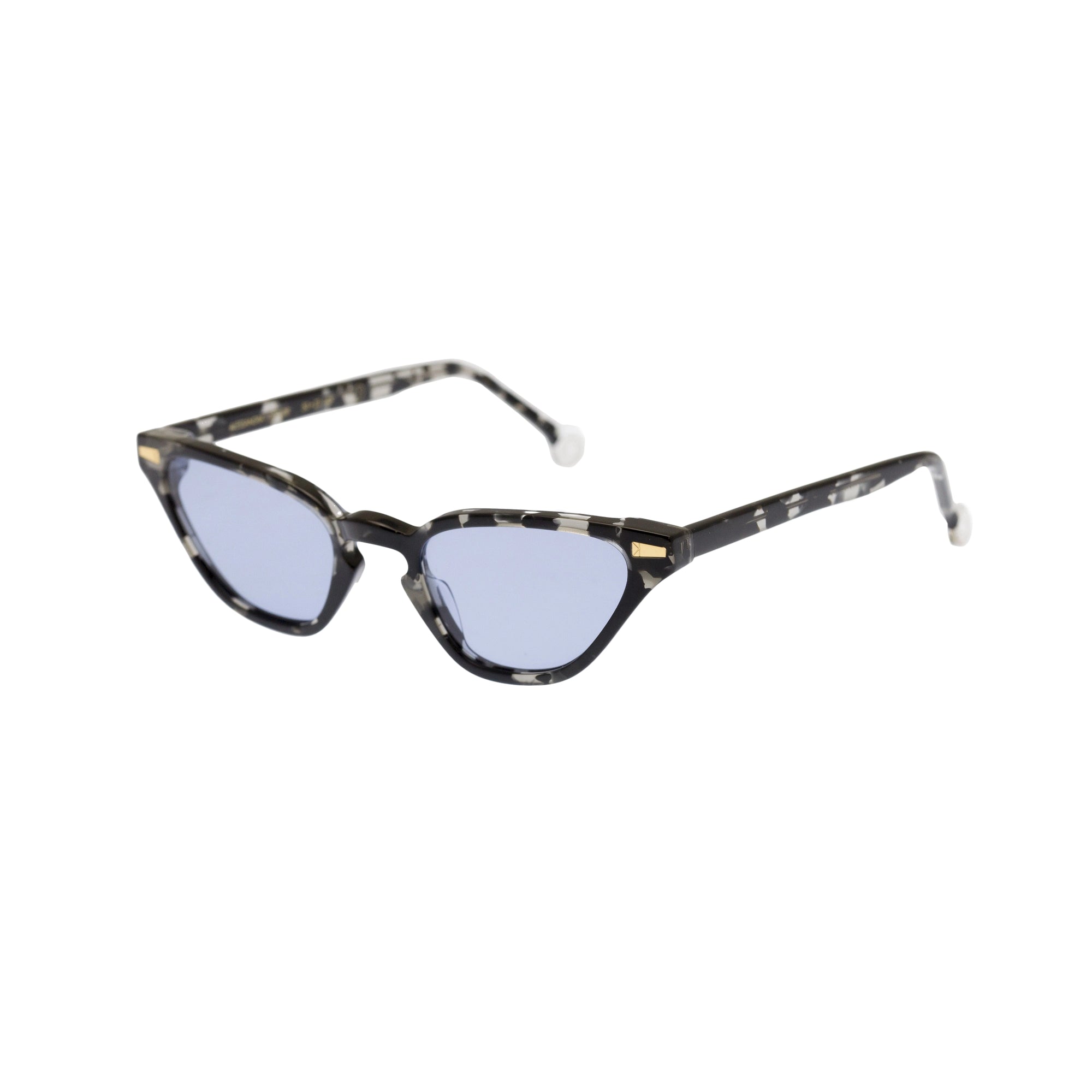 Kyme Eyewear Alessandra: cat-eye vintage sunglasses. Color Camouflage black, Material Acetate cellulose, Size Small