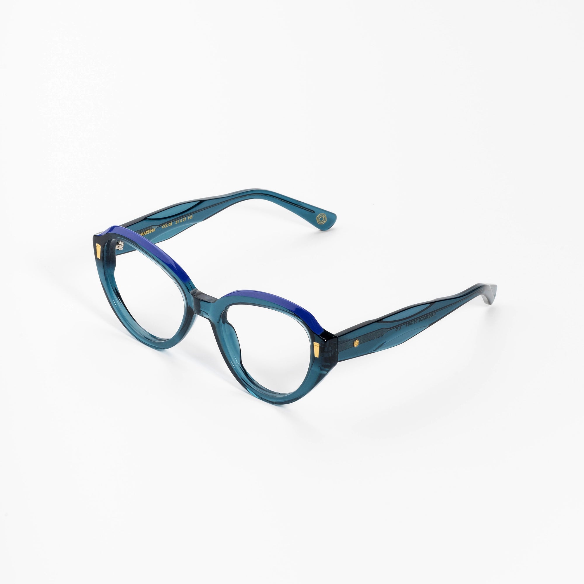 Kyme Eyewear Kyme Martina Blue Sunglasses - Handmade Round Italian Eyewear. Color Blue, Size Medium