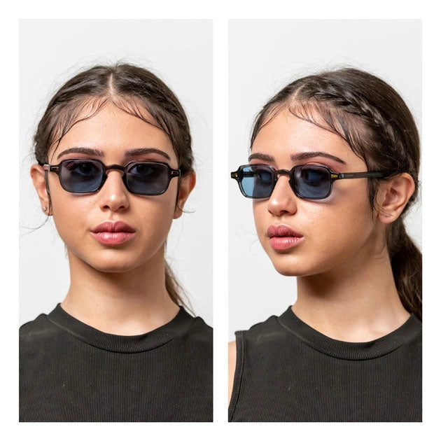 Kyme Eyewear Luigi: rectangular vintage sunglasses. Color Tobacco, Material Medium, Size Acetate cellulose