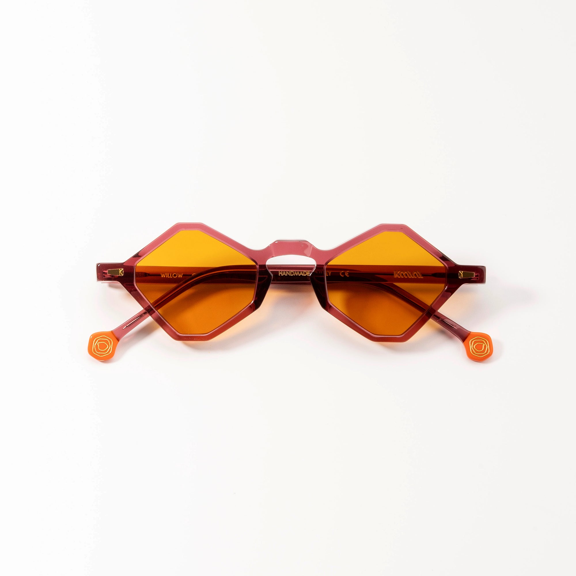 Kyme Eyewear Willow: Diamond-shaped Italian Sunglasses. Color Black/Pink, Material Acetate Cellulose, Size Medium