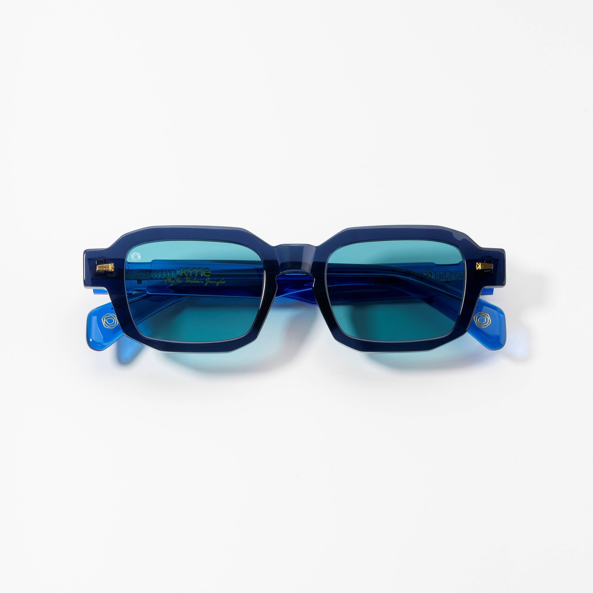 Kyme Eyewear Kyme Pulse Blue Sunglasses - Handmade Bold Italian Eyewear. Color Blue, Size Medium