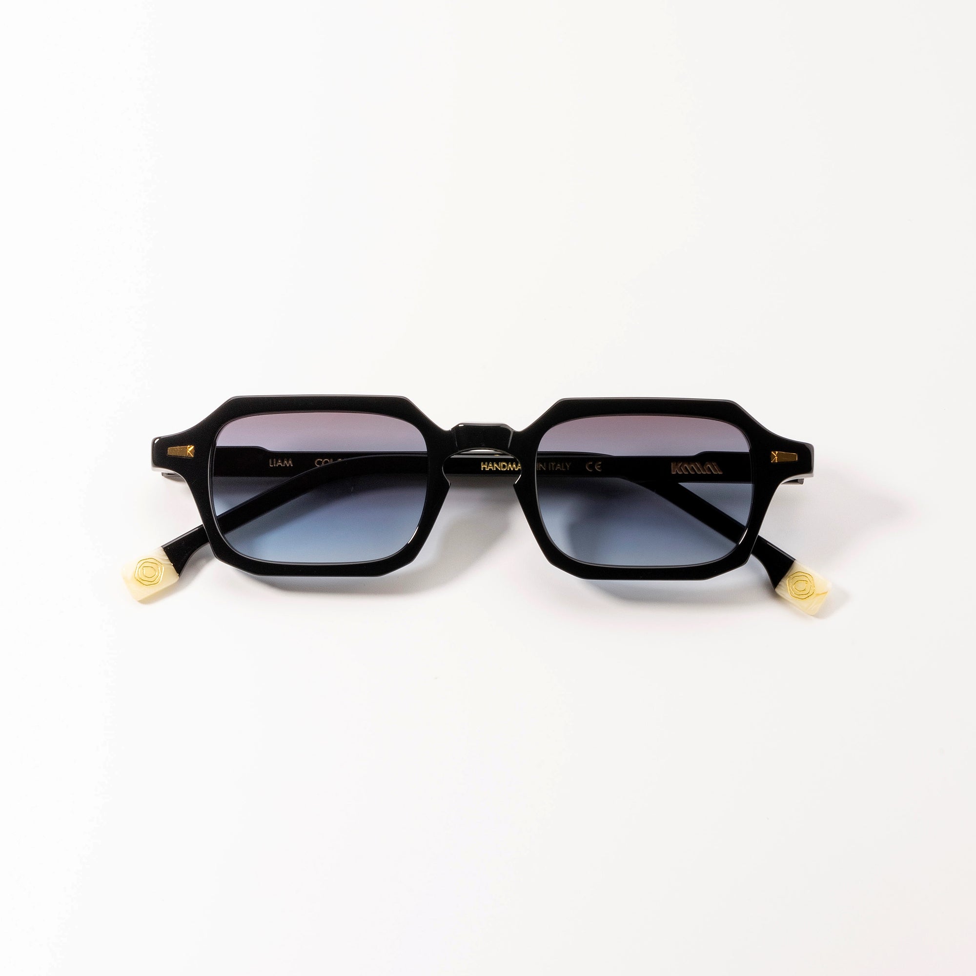 Kyme Eyewear Kyme Liam: Geometric Italian Sunglasses. Color Matt Black, Material Acetate cellulose, Size Medium
