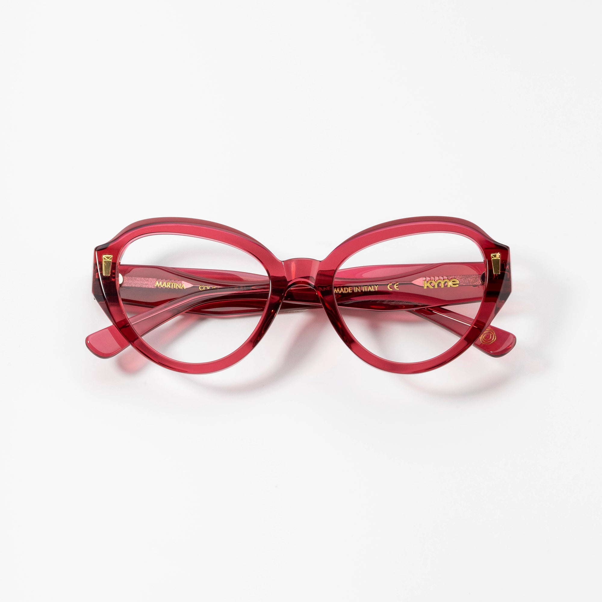 Kyme Eyewear Kyme Martina Red Sunglasses - Handmade Round Italian Eyewear. Color Red, Size Medium