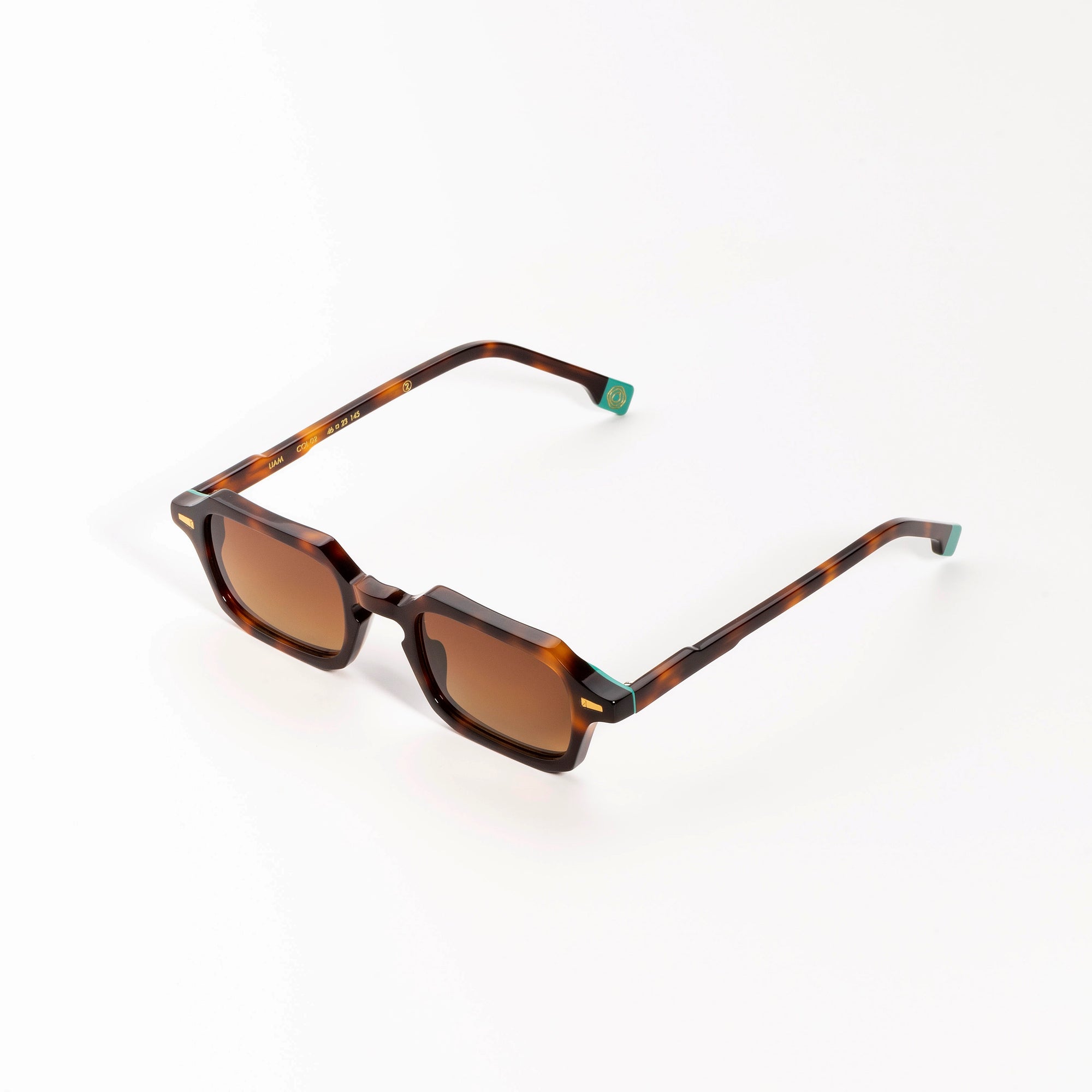 Kyme Eyewear Kyme Liam: Geometric Italian Sunglasses. Color Tobacco, Material Acetate cellulose, Size Medium