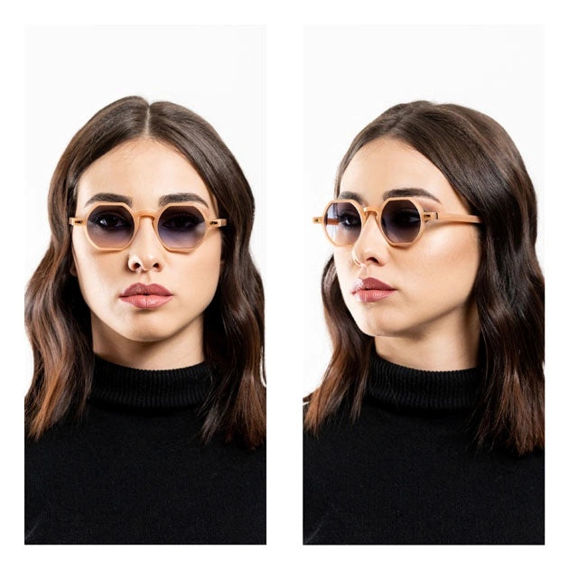 Kyme Eyewear Cassis: oval vintage sunglasses. Color Dark avana, Material Acetate cellulose, Size Small