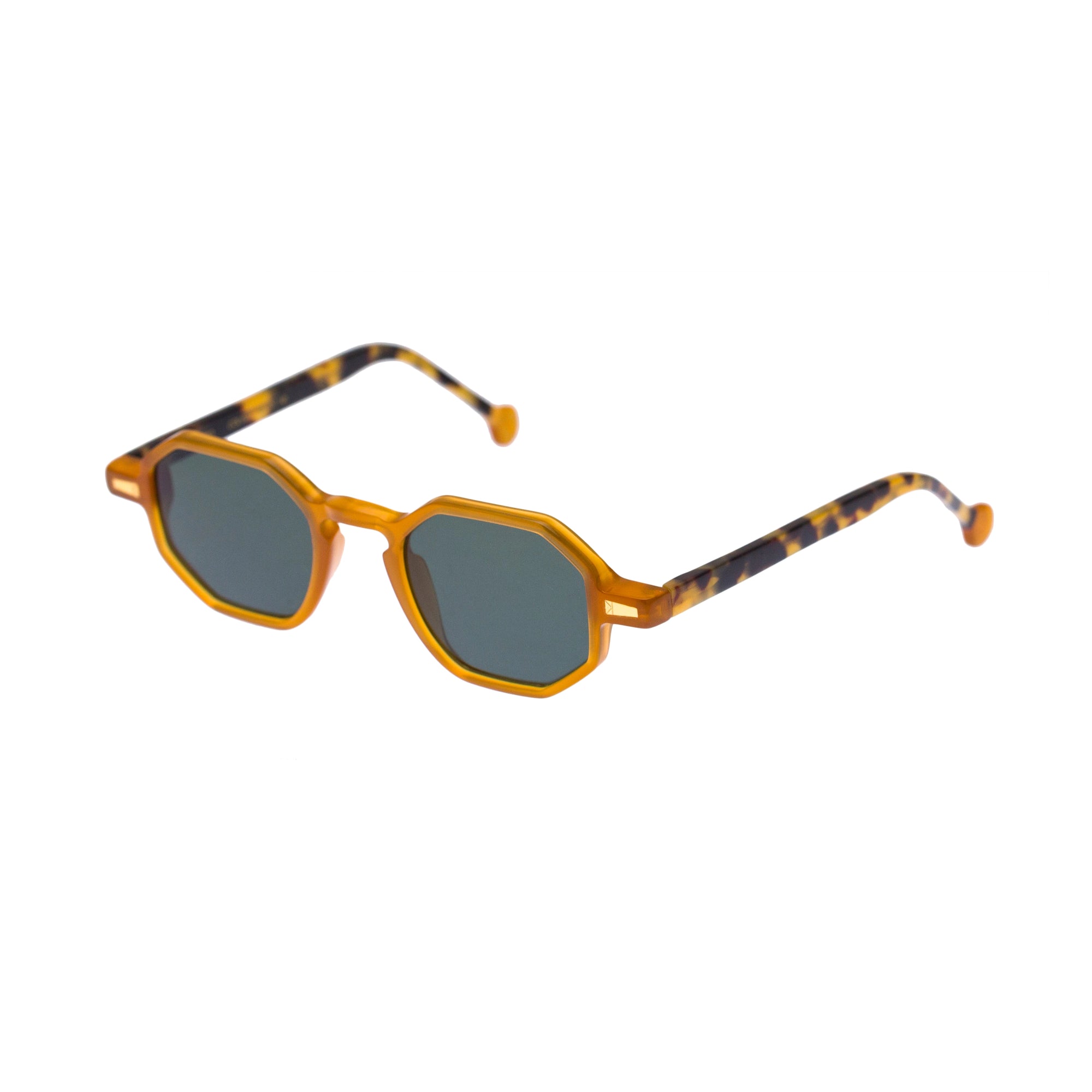 Kyme Eyewear Rio: vintage octagonal sunglasses. Color Tobacco, Material Acetate cellulose, Size Small