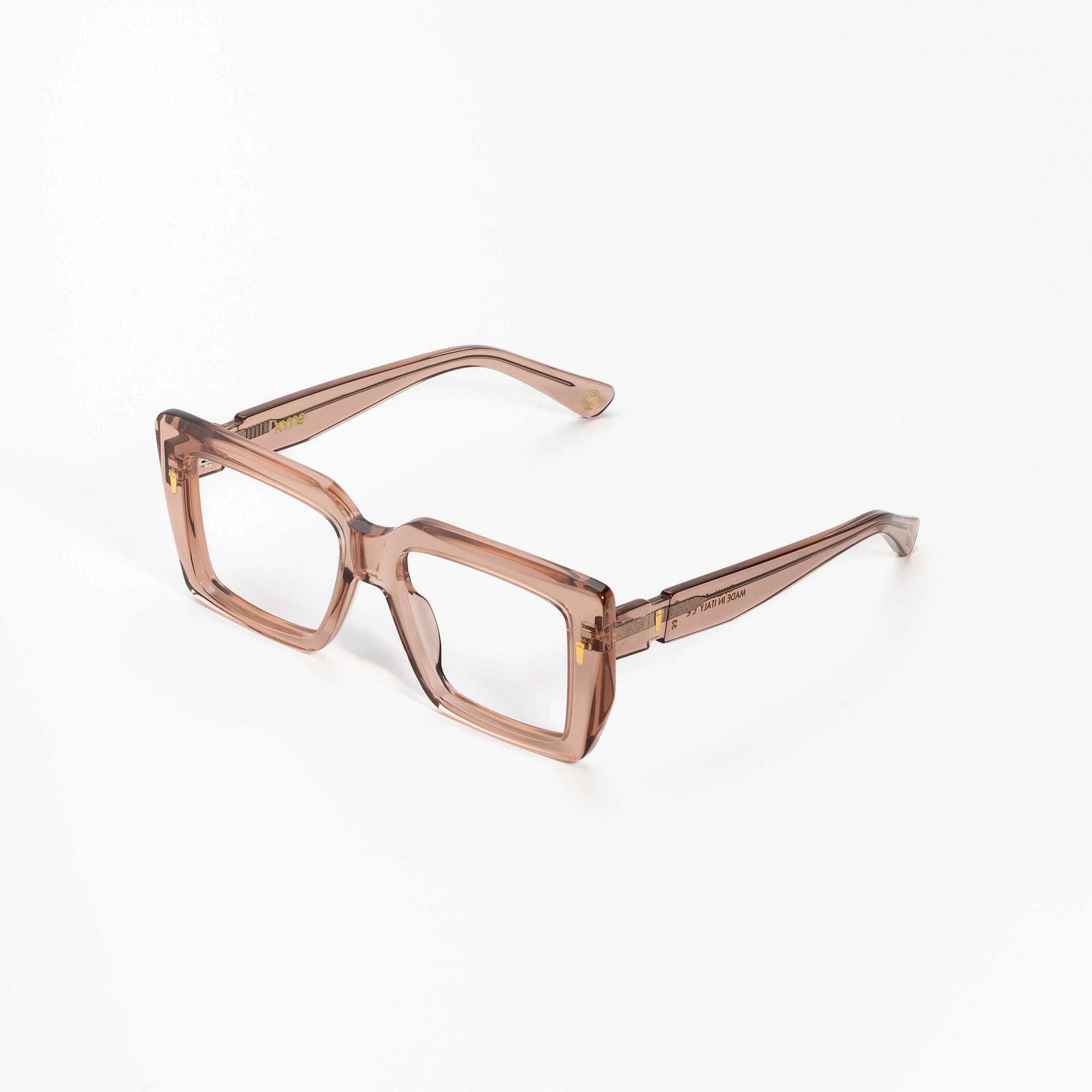 Kyme Eyewear Kyme Thalia Transparent Gold Sunglasses - Handmade Geometric Italian Eyewear. Color Transparent Gold, Size Medium