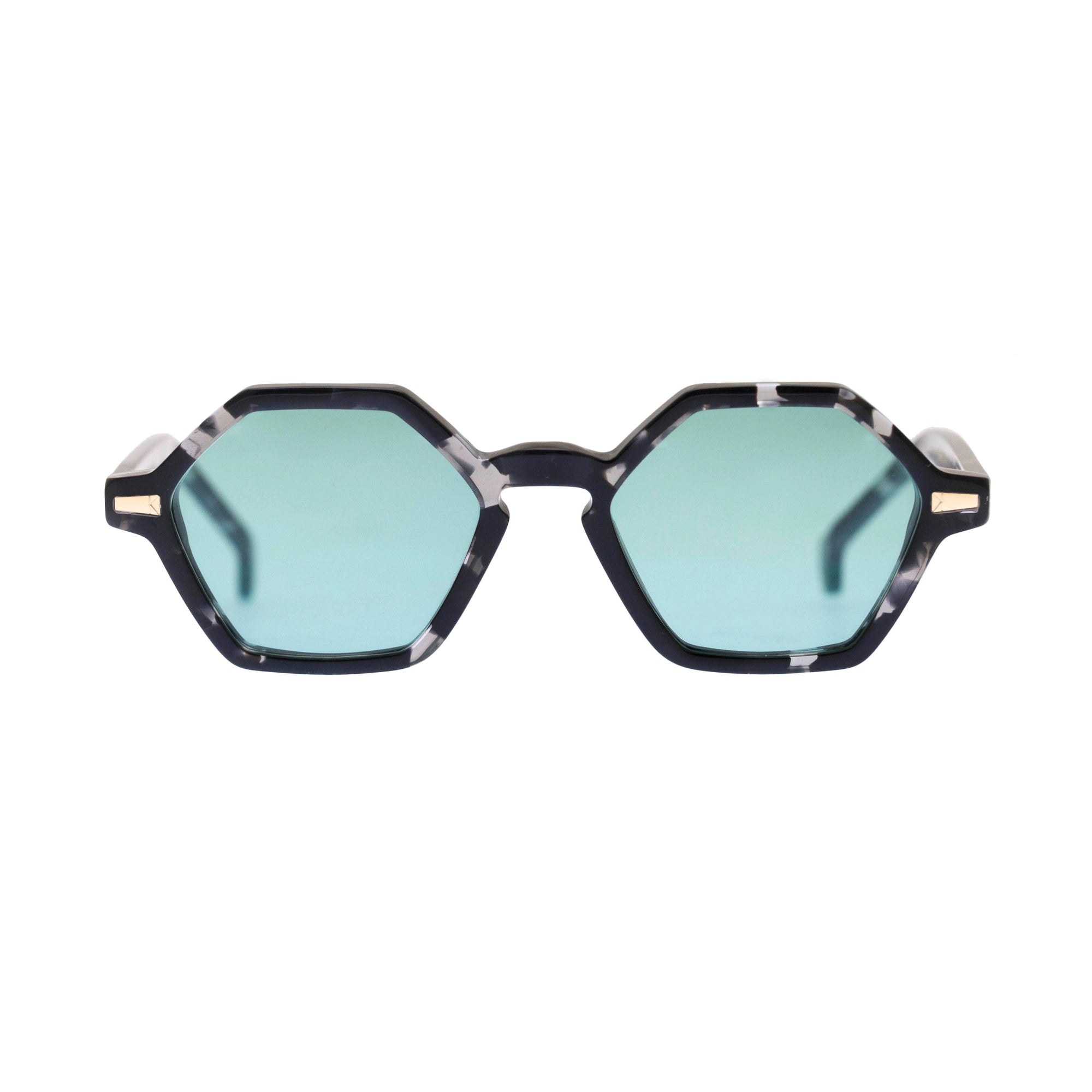 Kyme Eyewear COLE3: hexagonal vintage sunglasses. Color Gradient grey, Material Acetate cellulose, Size Small
