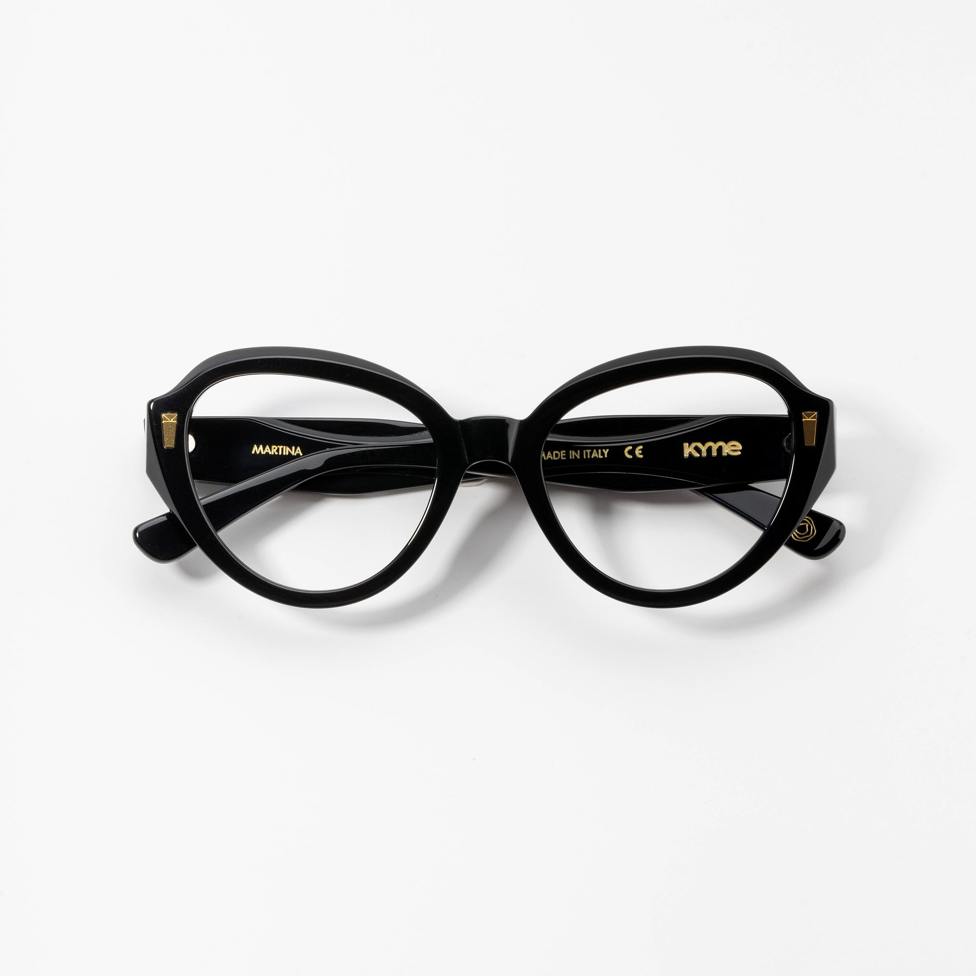 Kyme Eyewear Kyme Martina Black Sunglasses - Handmade Round Italian Eyewear. Color Black, Size Medium