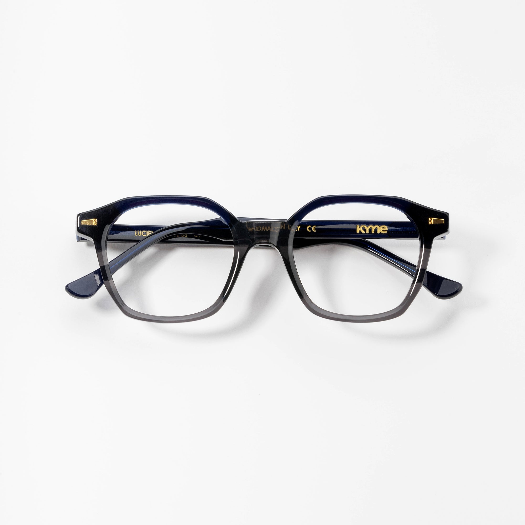 Kyme Eyewear Kyme Lucien Grey Black Sunglasses - Handmade Italian Geometric Eyewear. Color Grey Black, Size Medium