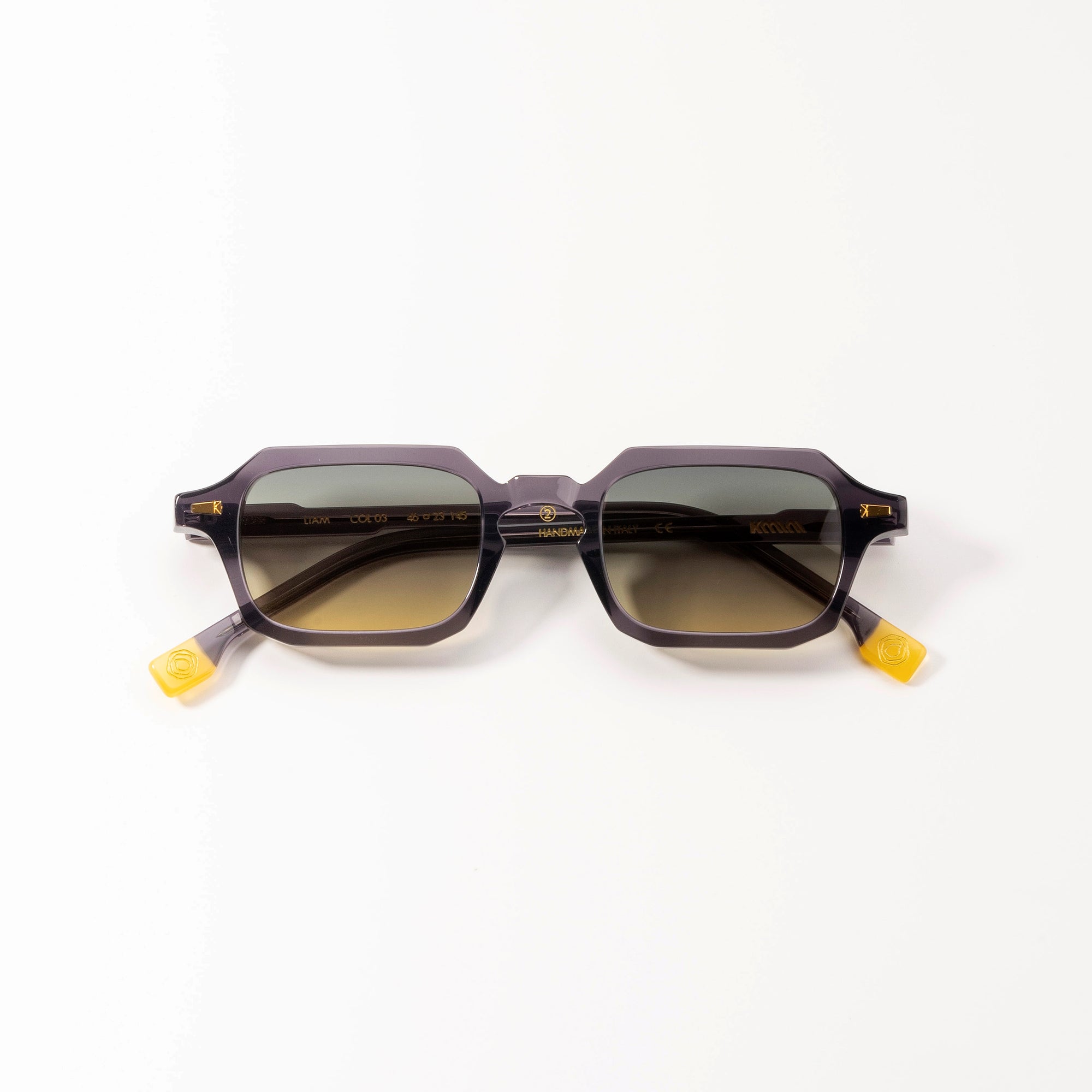 Kyme Eyewear Kyme Liam: Geometric Italian Sunglasses. Color Dark Grey, Material Acetate cellulose, Size Medium