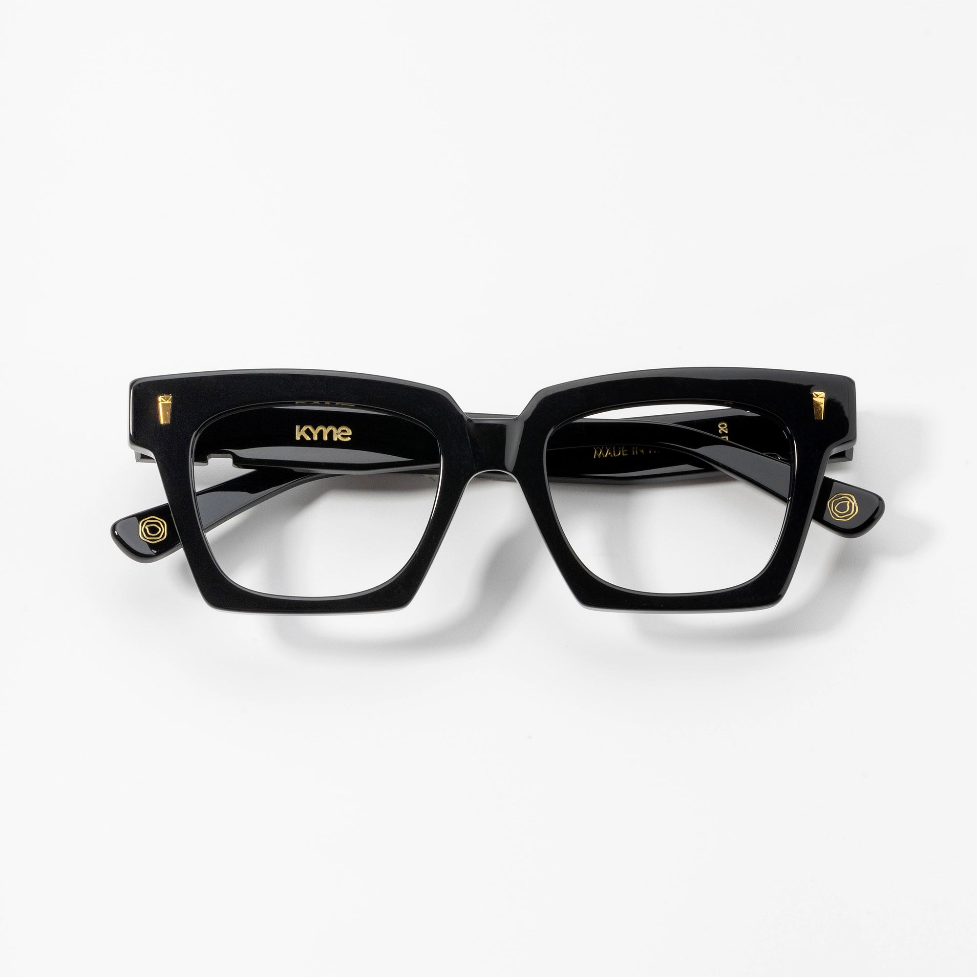 Kyme Eyewear Kyme Yasmine Black Sunglasses - Handmade Premium Italian Eyewear. Color Black, Size Medium