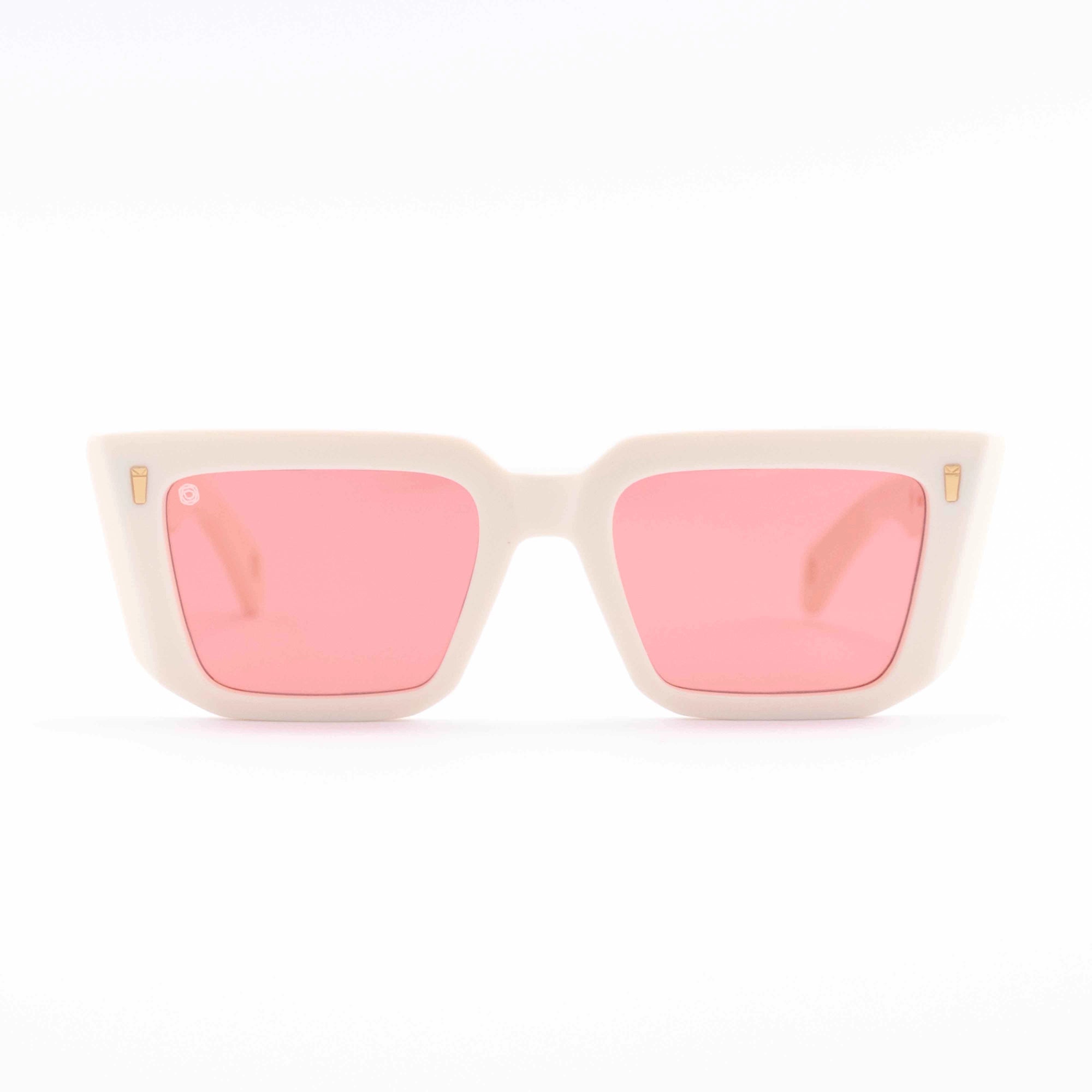 Kyme Eyewear COZY6: streetwear women bold rectangular sunglasses. Color White, Material Acetate cellulose, Size Large