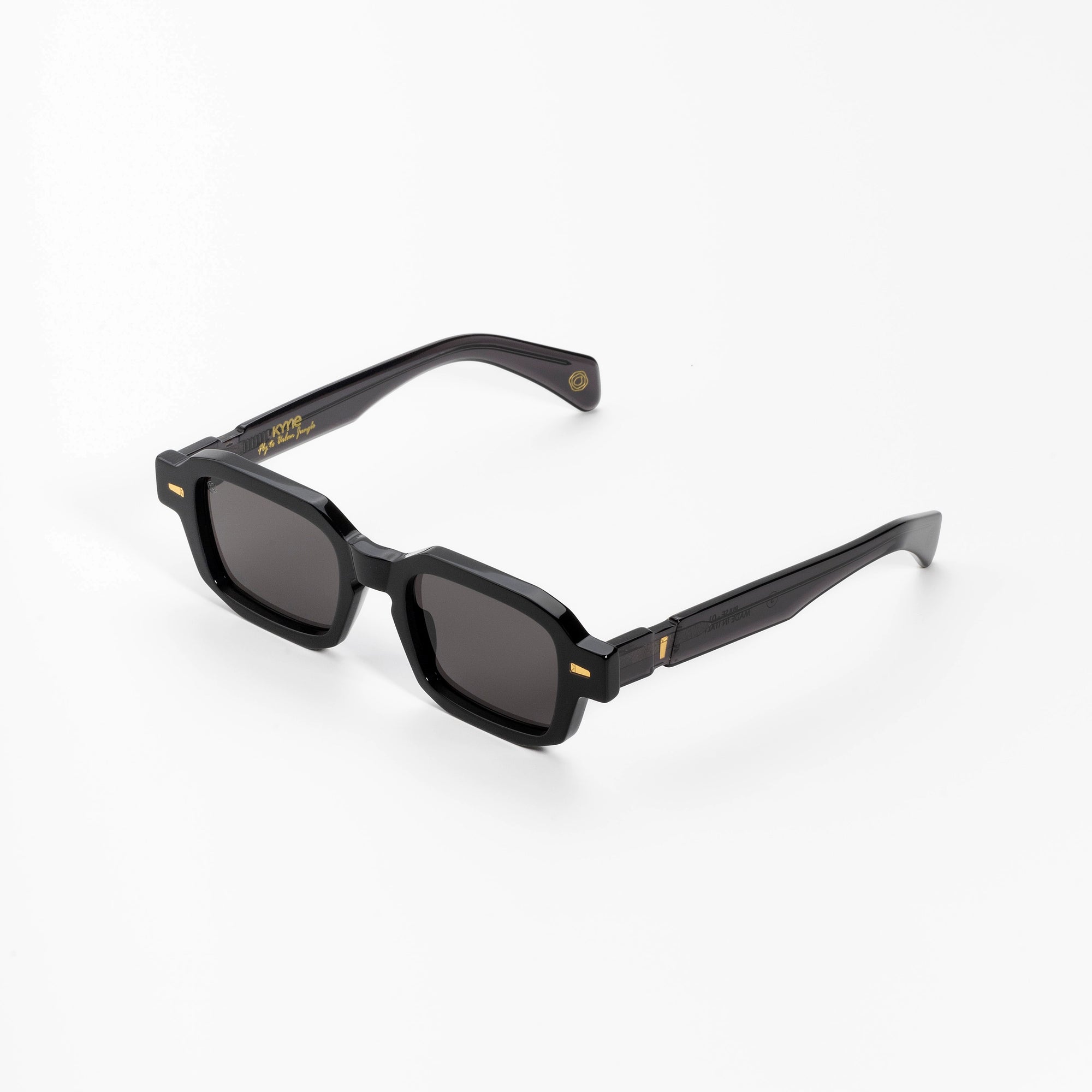 Kyme Eyewear Kyme Pulse Black Sunglasses - Handmade Bold Italian Eyewear. Color Black, Size Medium
