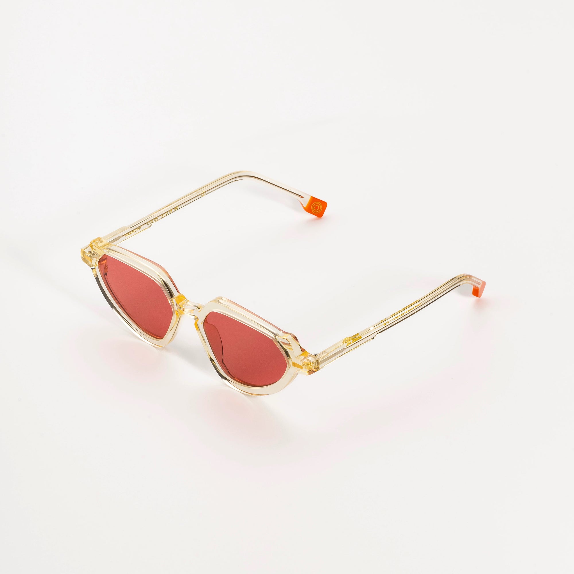 Kyme Eyewear Kyme Harmony: Geometric Italian Sunglasses with Vintage Flair. Color White/Orange, Material Acetate cellulose, Size Medium