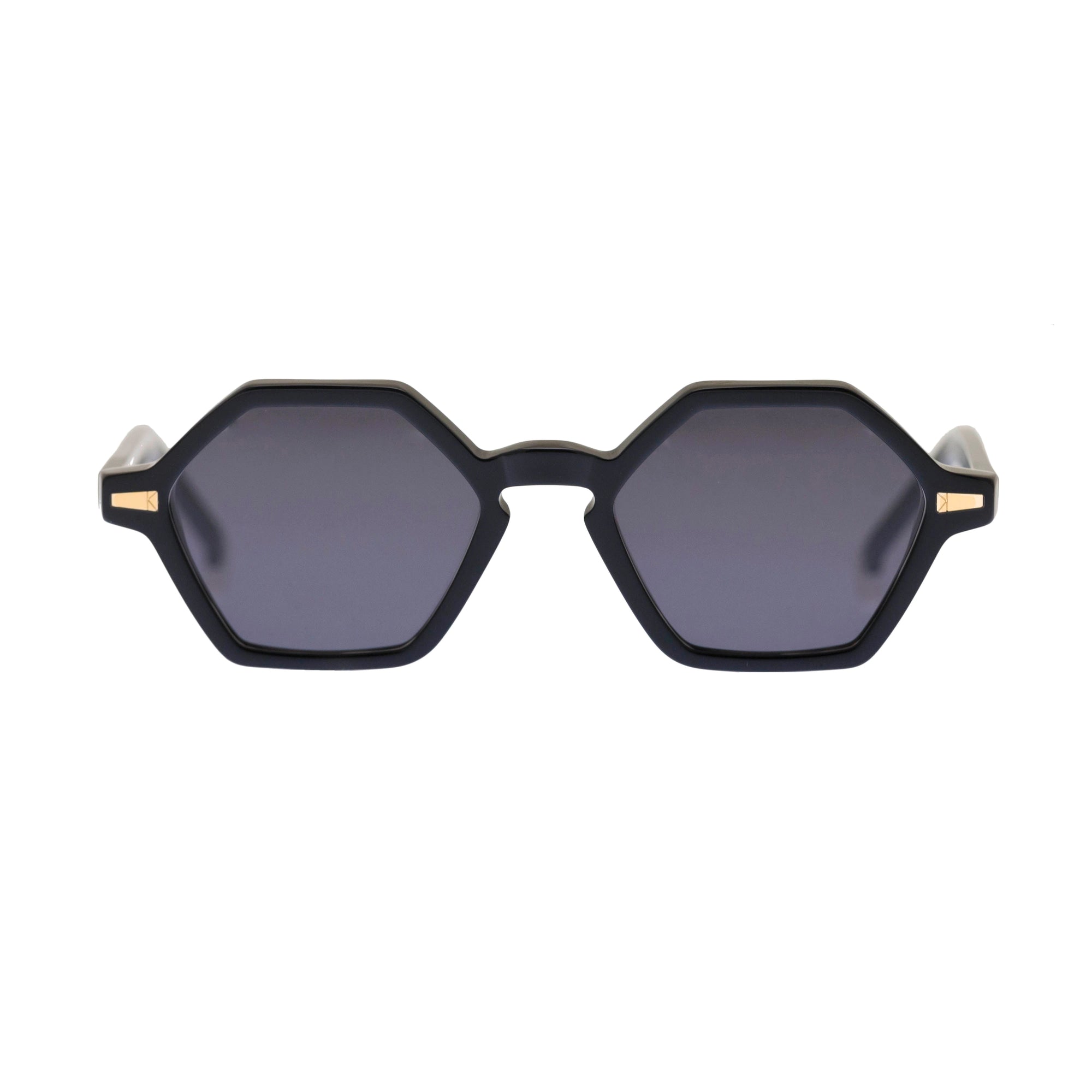 Kyme Eyewear COLE3: hexagonal vintage sunglasses. Color Gradient grey, Material Acetate cellulose, Size Small