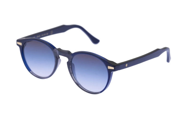 Kyme Eyewear Miki: original pantos vintage sunglasses. Color Dark avana/transparent pink temples, Material Acetate ellulose