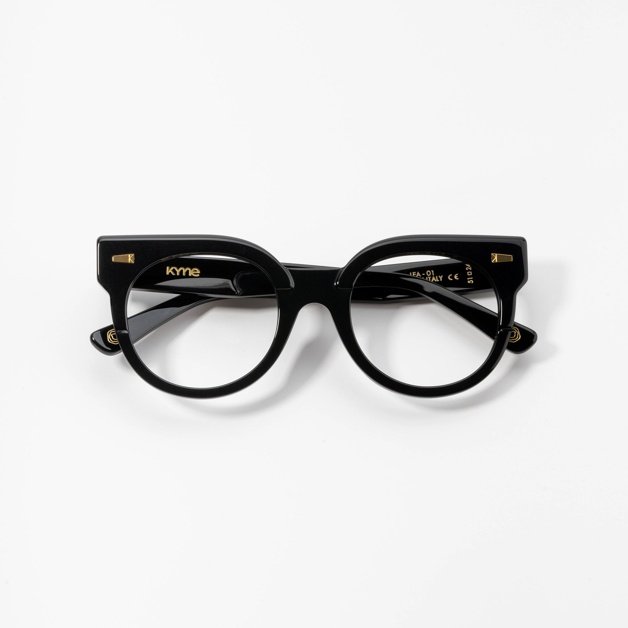 Kyme Eyewear Kyme Lea Black Sunglasses - Handmade Italian Fashion Eyewear. Color Black, Size Medium