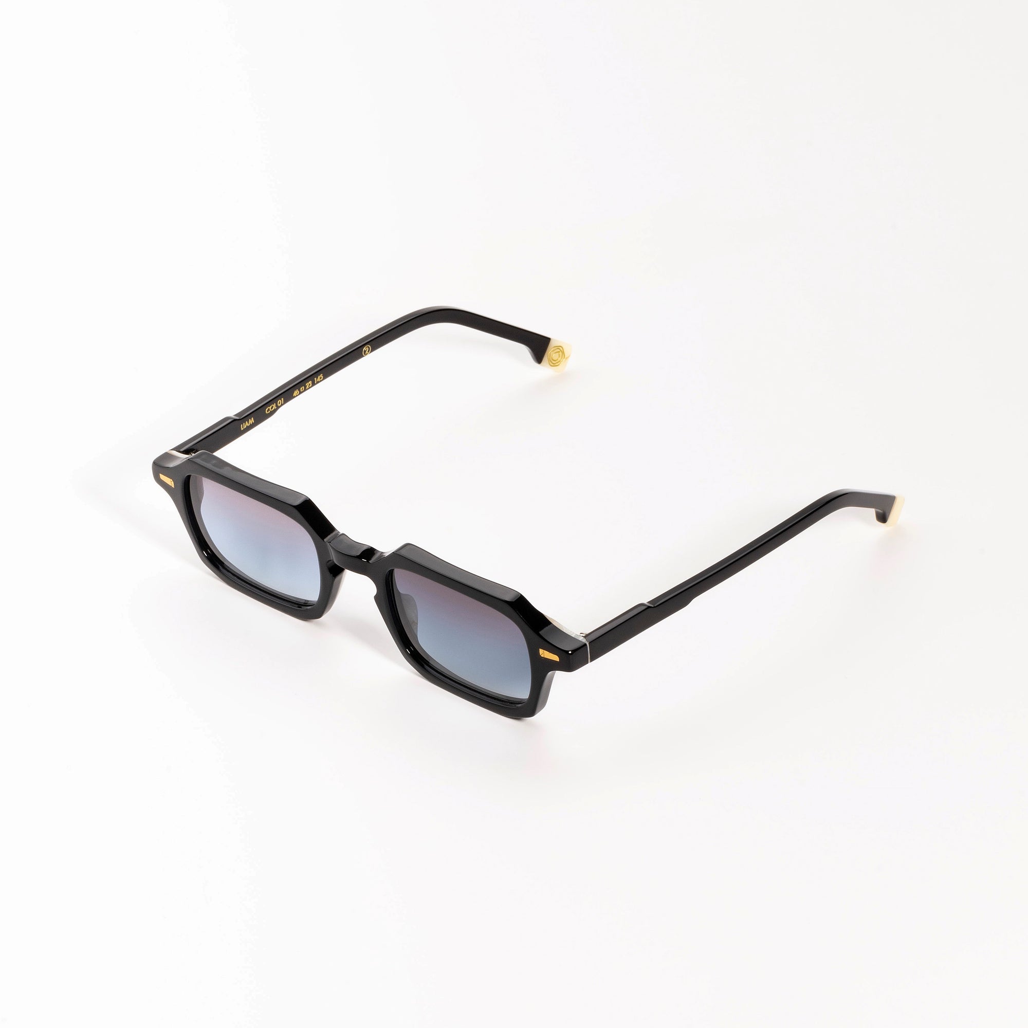 Kyme Eyewear Kyme Liam: Geometric Italian Sunglasses. Color Matt Black, Material Acetate cellulose, Size Medium