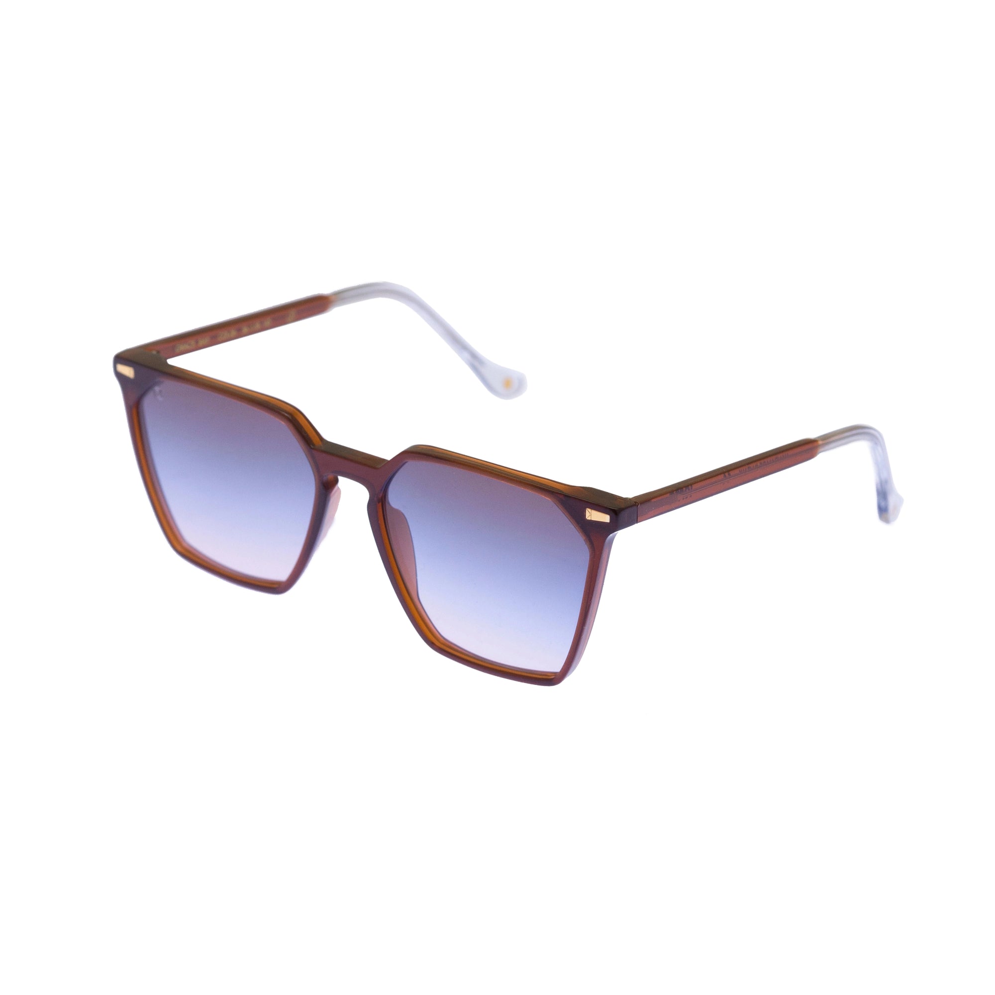 Kyme Eyewear Gracebay: oversized ultralite acetate squared sunglasses. Color Dark avana/teal, Material Acetate cellulose, Size Large