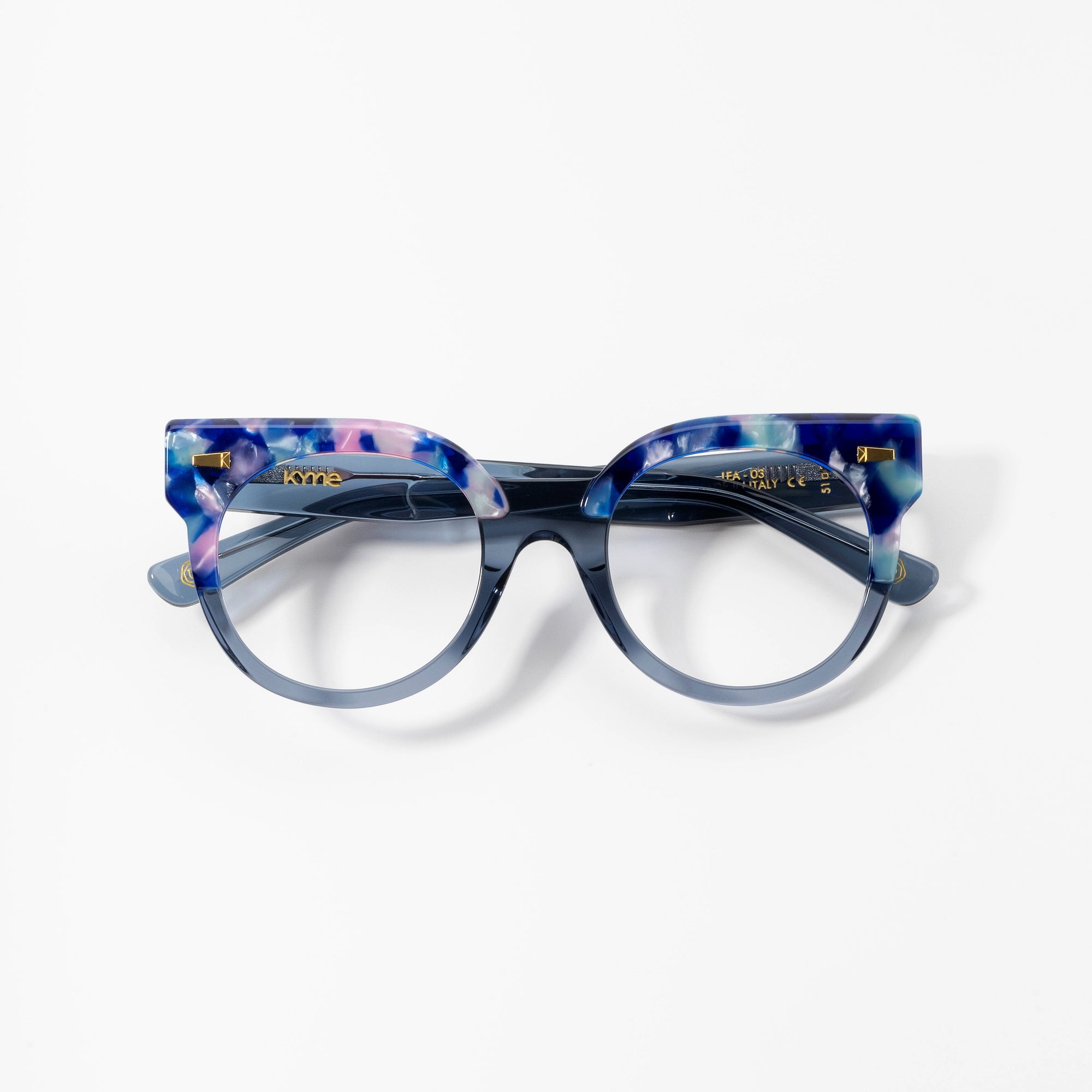 Kyme Eyewear Kyme Lea Blue Tortoise Sunglasses - Handmade Italian Fashion Eyewear. Color Blue Tortoise, Size Medium