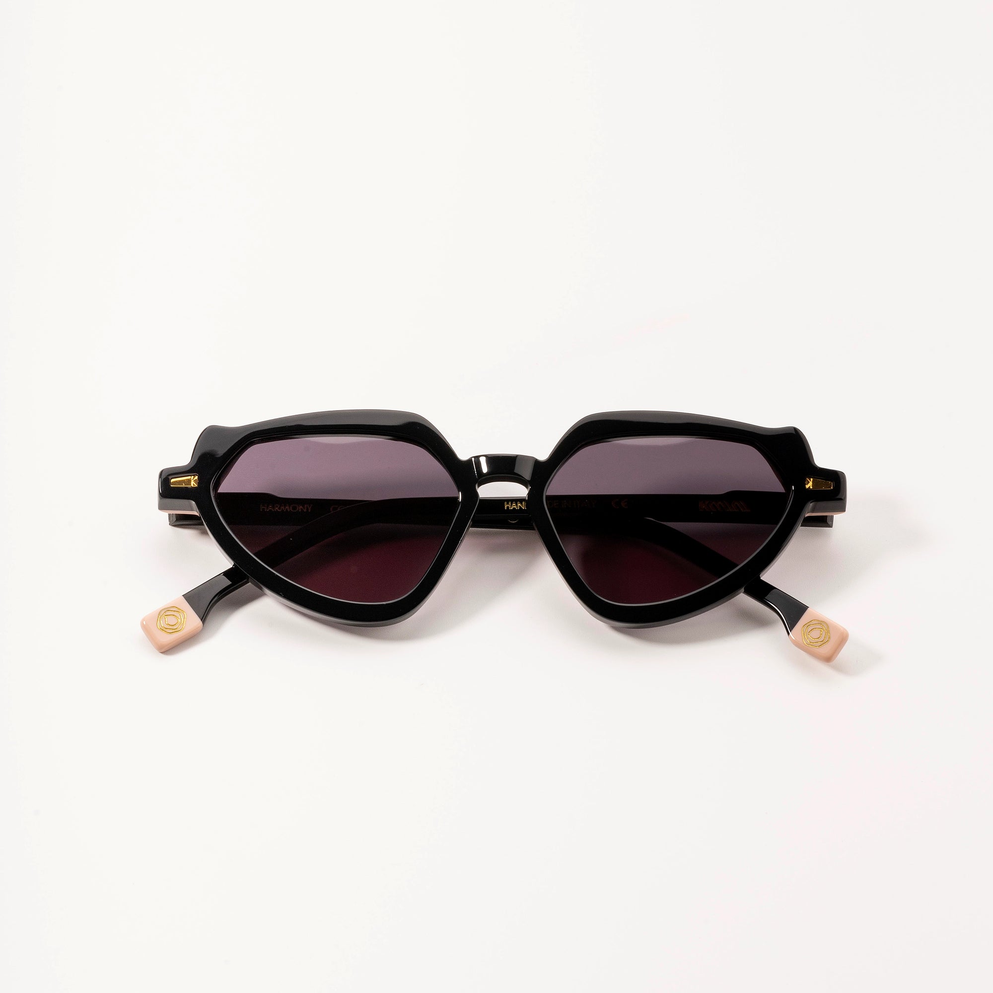 Kyme Eyewear Kyme Harmony: Geometric Italian Sunglasses with Vintage Flair. Color Matt Black, Material Acetate cellulose, Size Medium