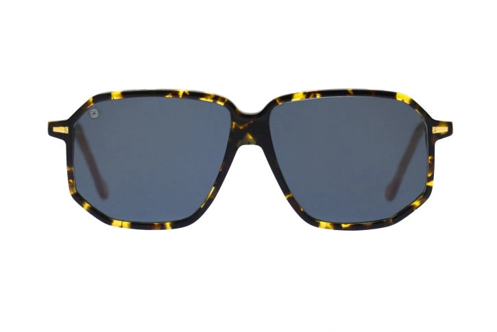 Kyme Eyewear Sebastien: oversized ultralite acetate aviator sunglasses. Color Tobacco/milky nude, Material Acetate cellulose, Size XL