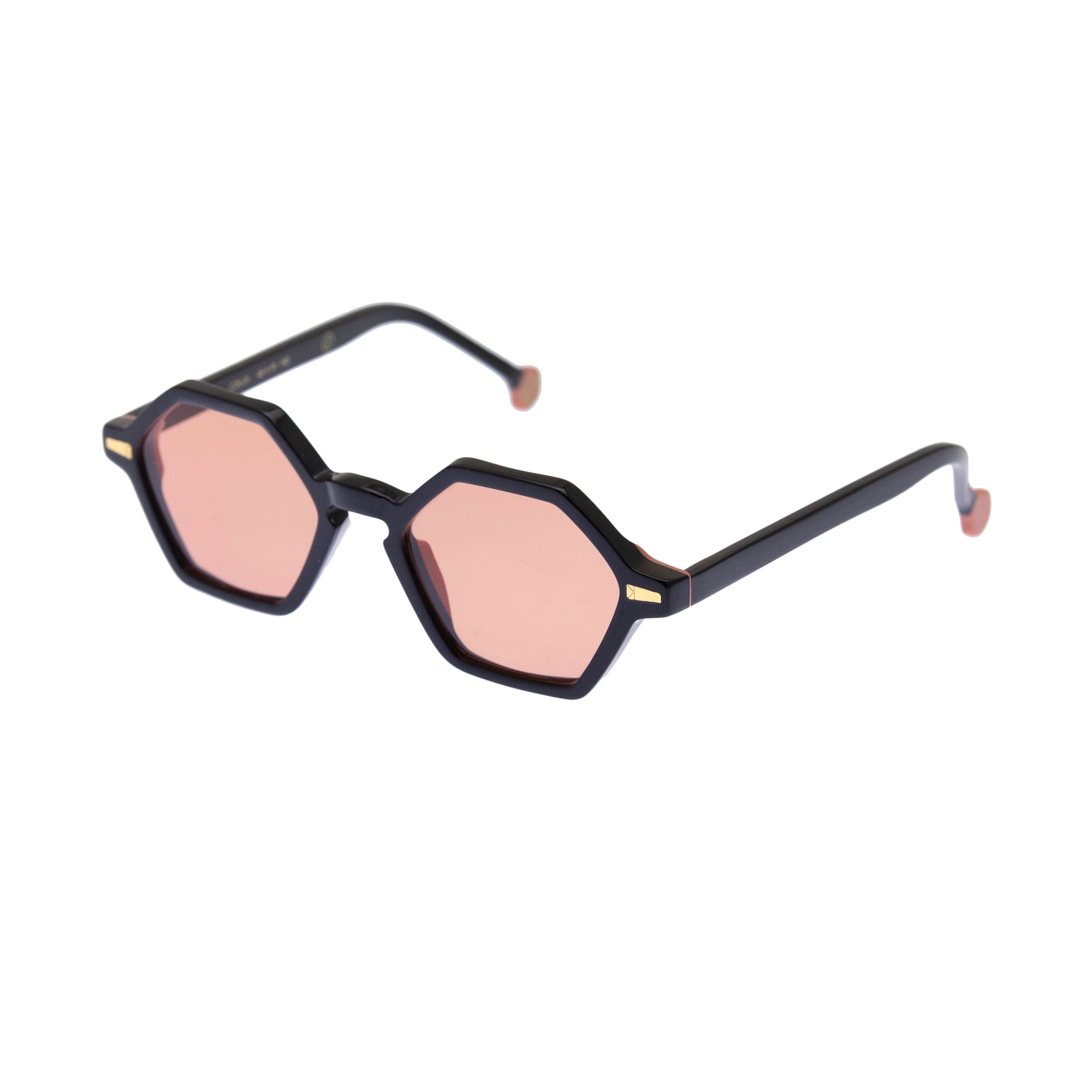 Kyme Eyewear COLE3: hexagonal vintage sunglasses. Color Gradient grey, Material Acetate cellulose, Size Small
