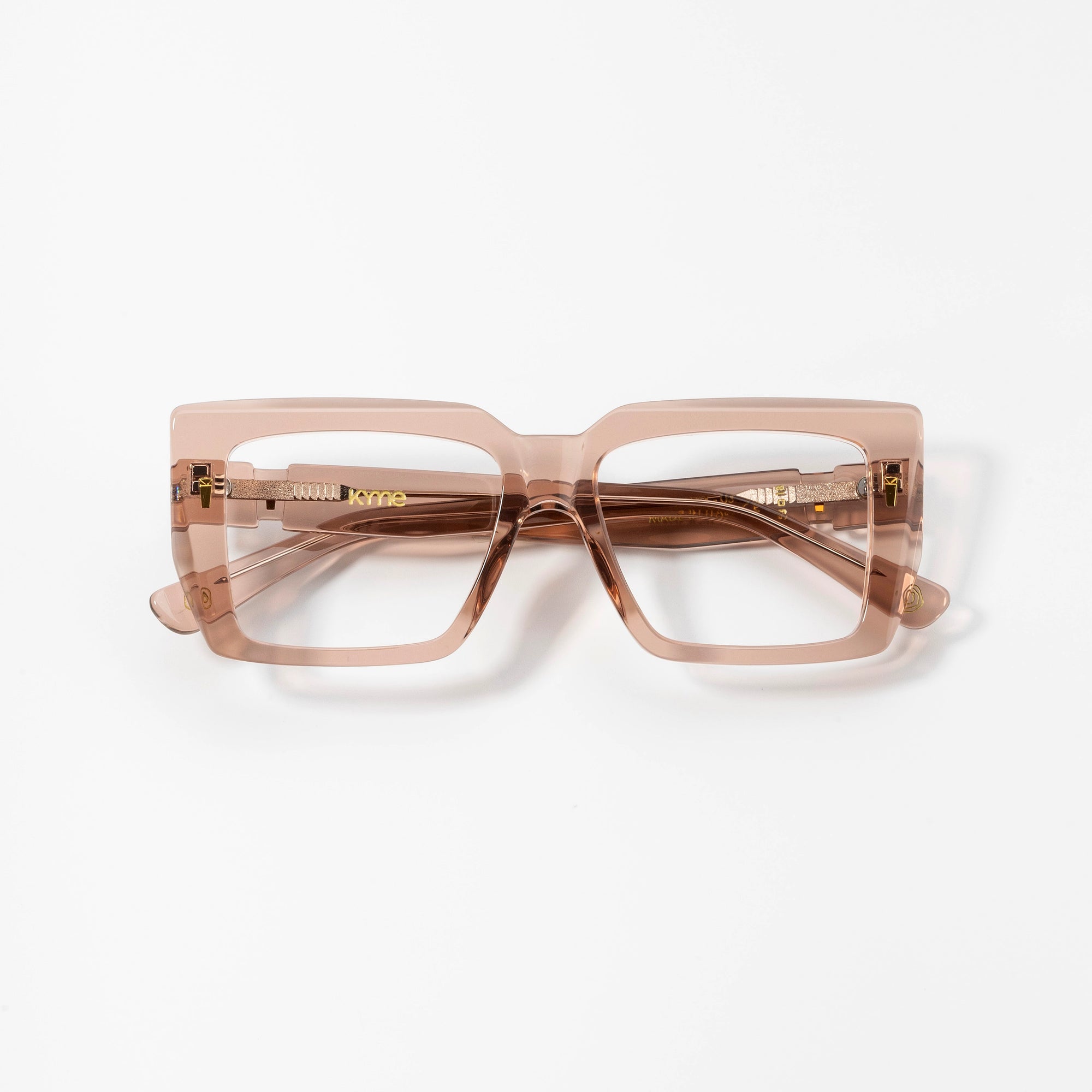 Kyme Eyewear Kyme Thalia Transparent Gold Sunglasses - Handmade Geometric Italian Eyewear. Color Transparent Gold, Size Medium