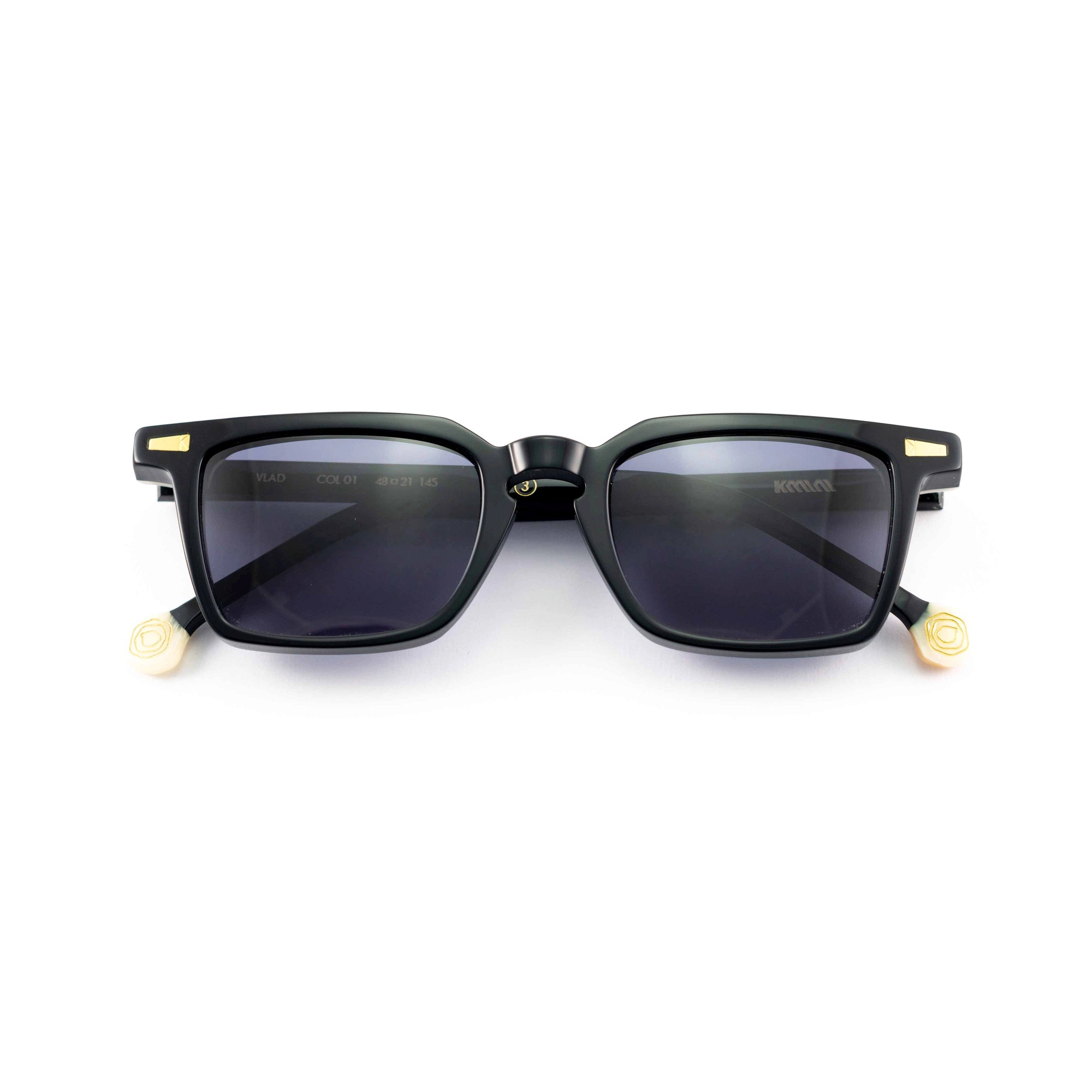 Kyme Eyewear Vlad: vintage rectangular sunglasses. Color Black, Material Acetate cellulose, Size Small