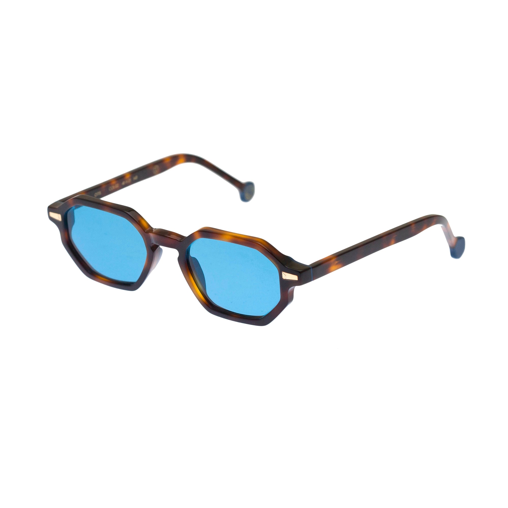 Kyme Eyewear Otis: octagonal vintage sunglasses. Color Camouflage black, Material Acetate cellulose, Size Small