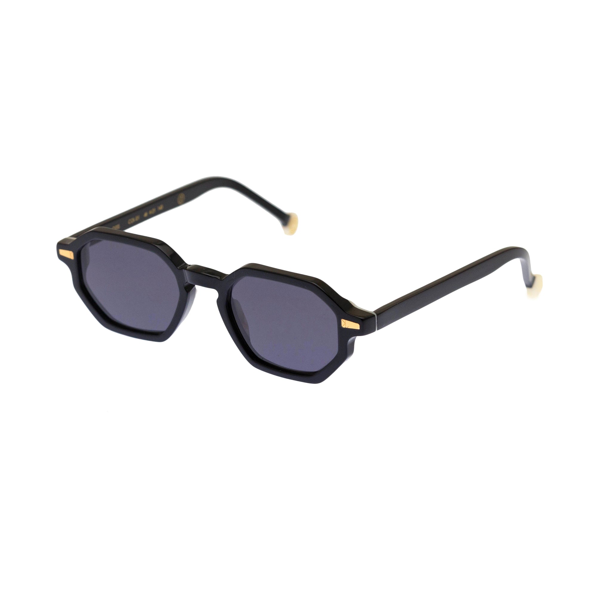 Kyme Eyewear Otis: octagonal vintage sunglasses. Color Camouflage black, Material Acetate cellulose, Size Small