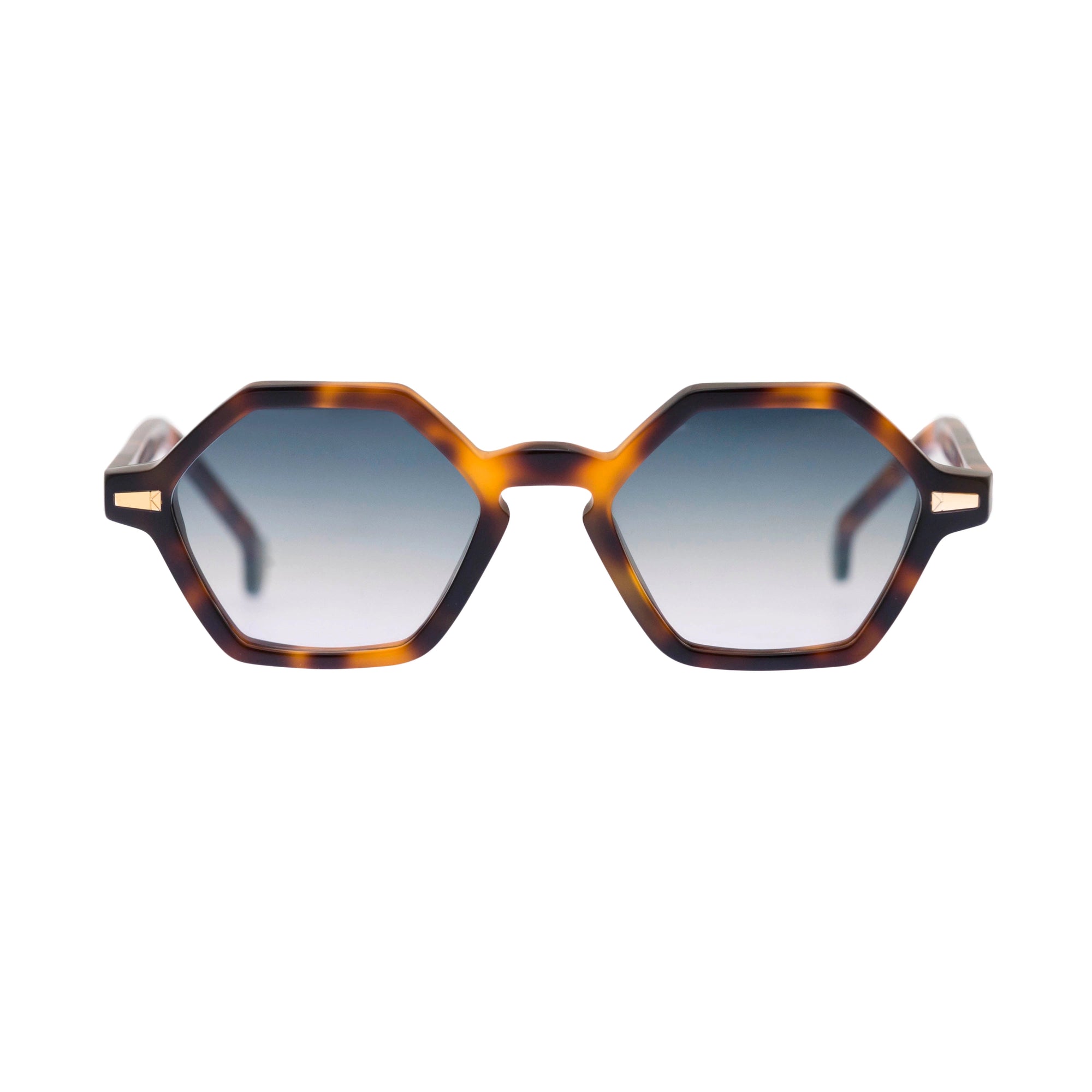 Kyme Eyewear COLE3: hexagonal vintage sunglasses. Color Gradient grey, Material Acetate cellulose, Size Small