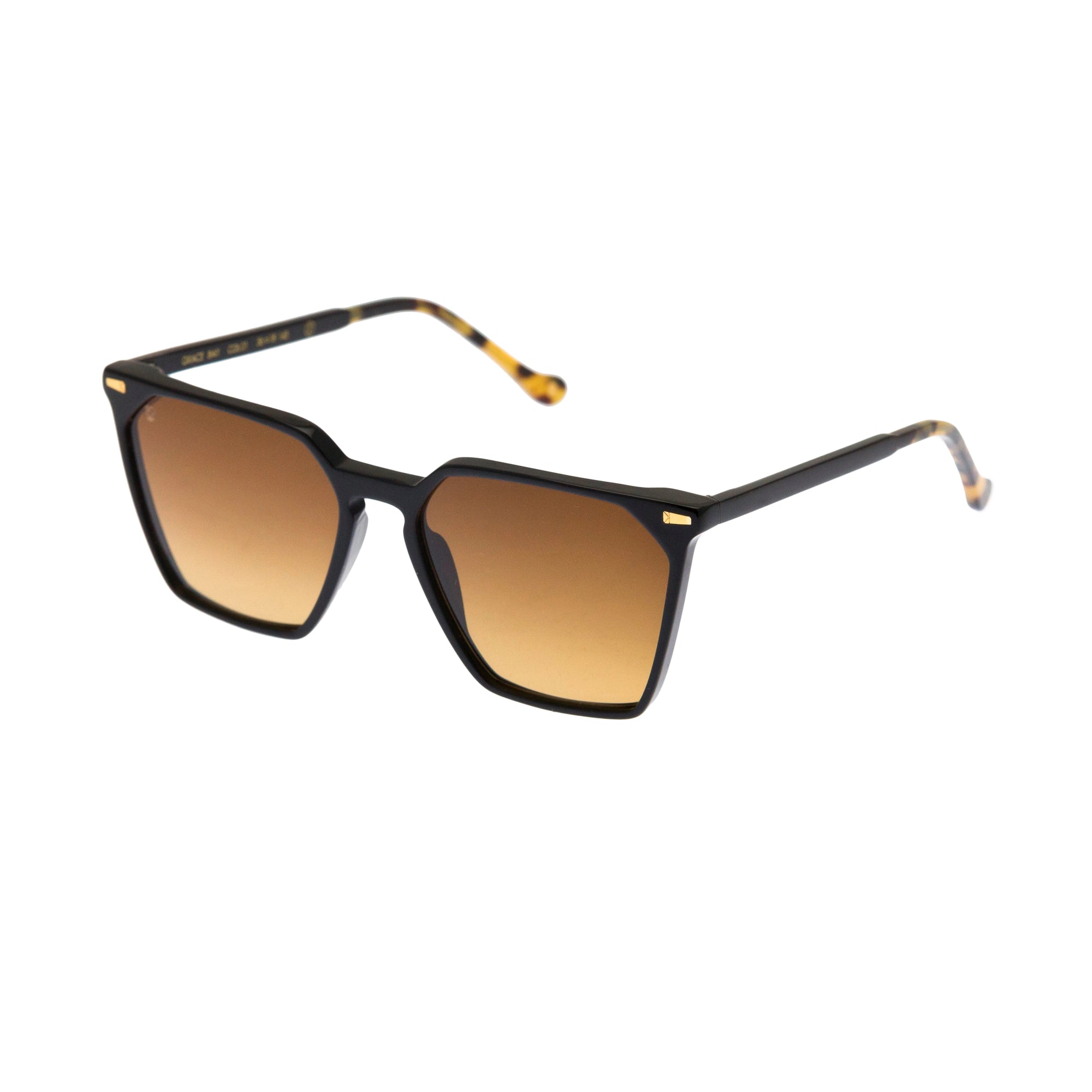 Kyme Eyewear Gracebay: oversized ultralite acetate squared sunglasses. Color Dark avana/teal, Material Acetate cellulose, Size Large