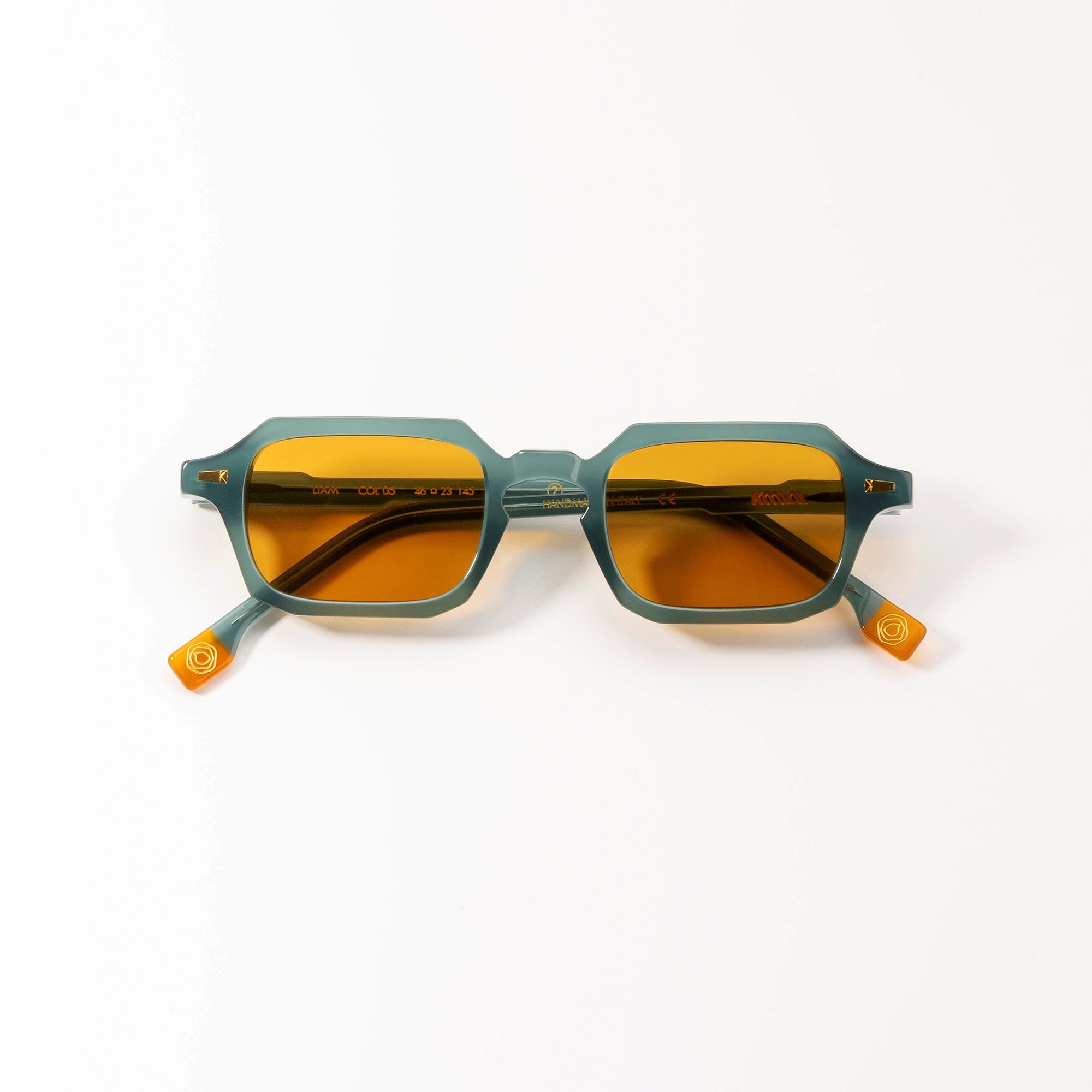 Kyme Eyewear Kyme Liam: Geometric Italian Sunglasses. Color Green, Material Acetate cellulose, Size Medium